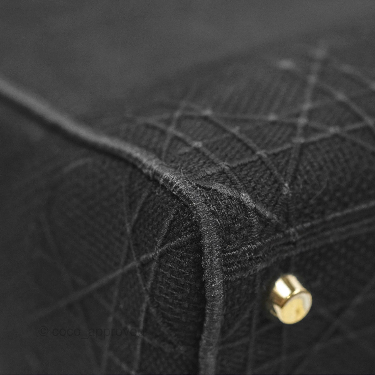 Christian Dior Medium Lady D-Lite Bag Black Cannage Embroidery Gold Hardware