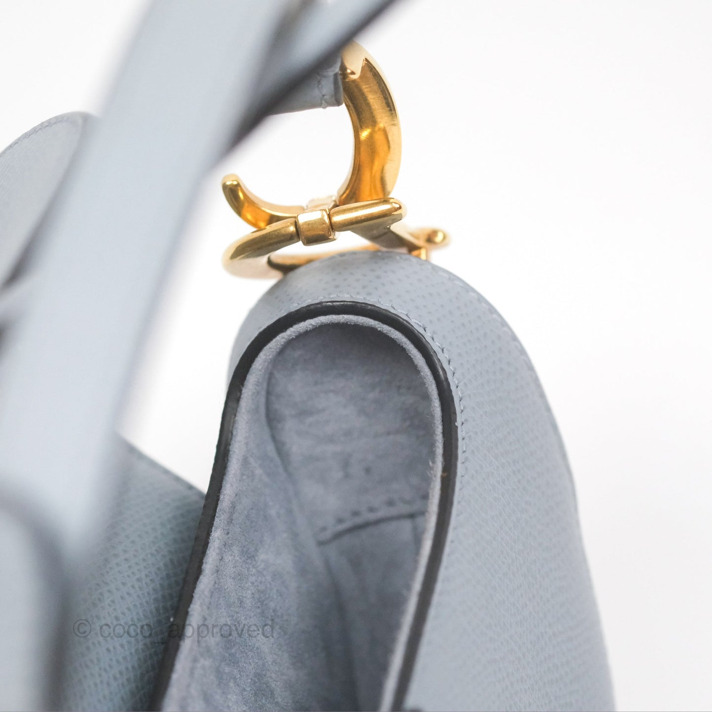 Christian Dior Mini Saddle Bag Cloud Blue Grained Calfskin Gold Hardware