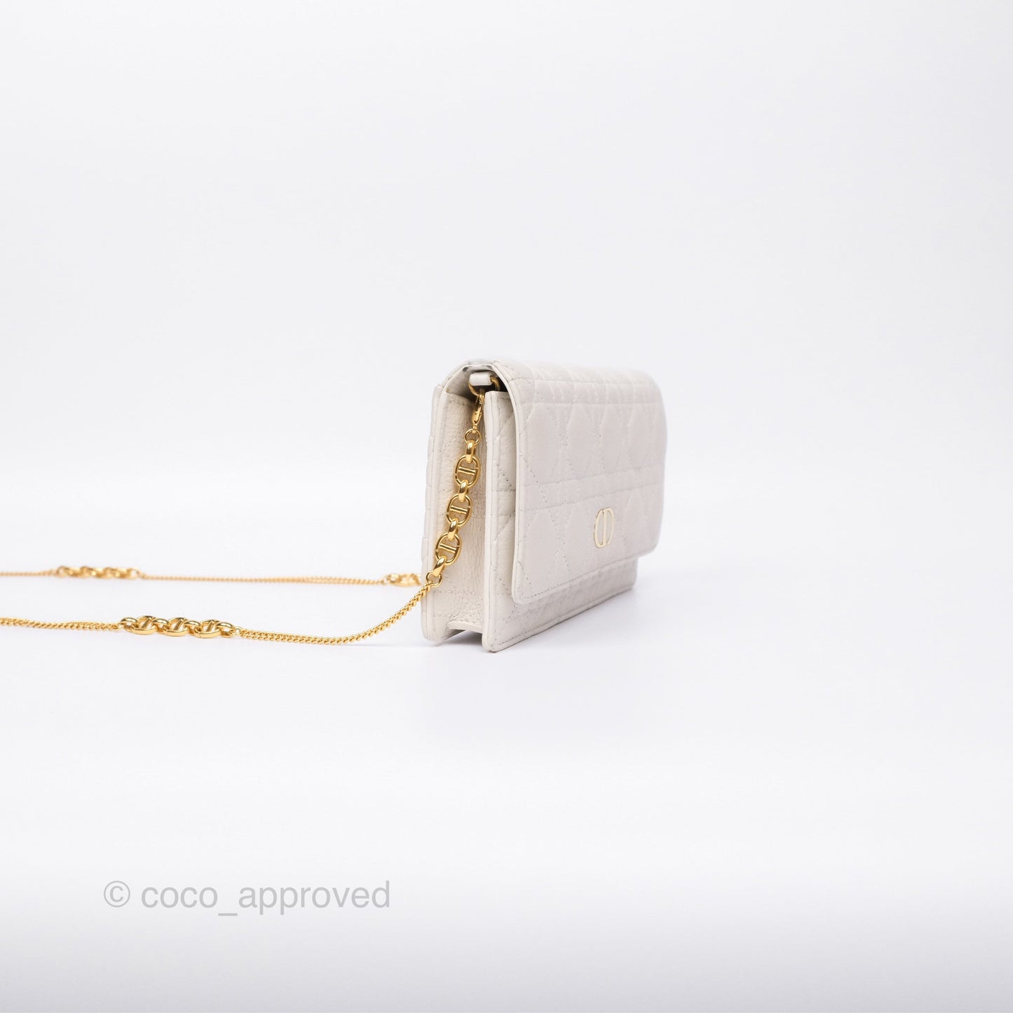Dior Caro Pouch With Chain Latte Supple Cannage Calfskin