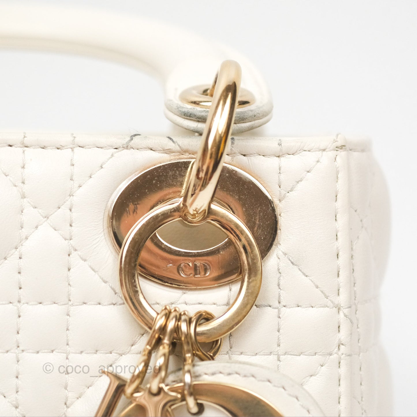 Christian Dior Cannage Mini Lady Dior White Gold Hardware