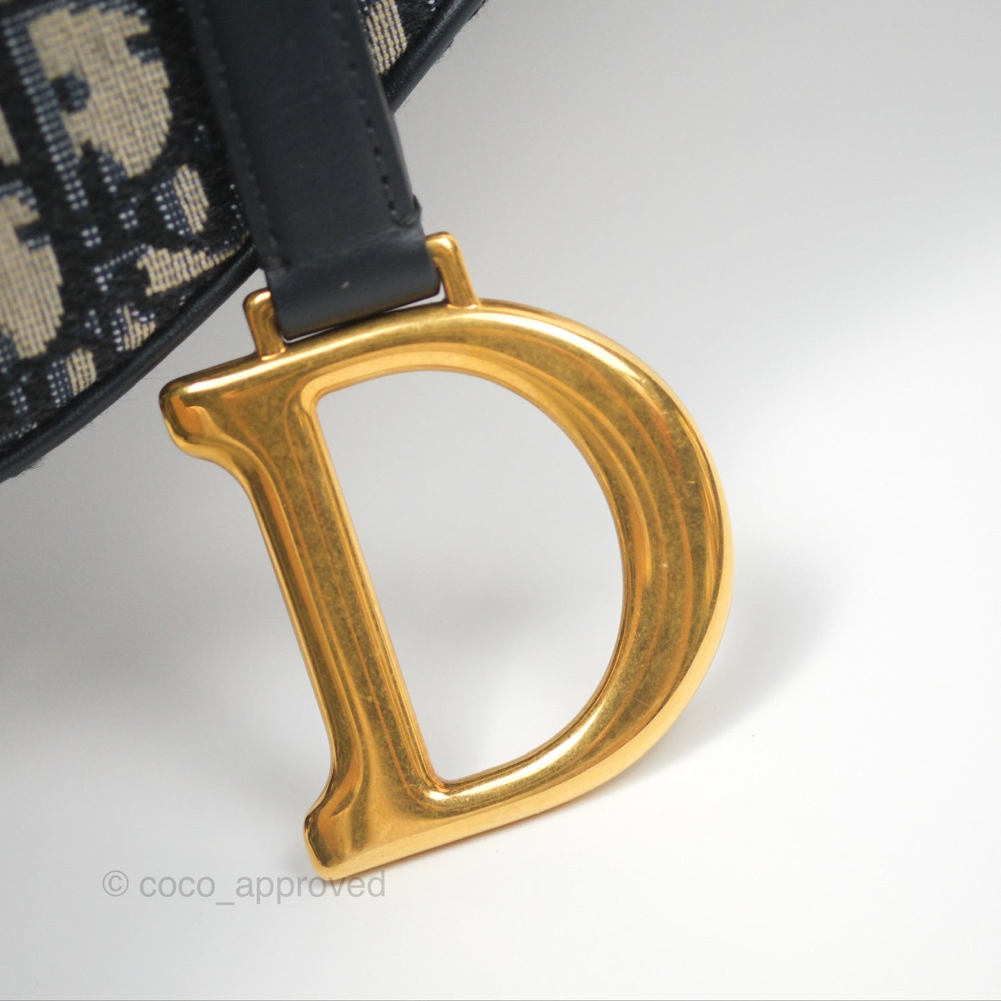 Christian Dior Saddle Bag Navy Dior Oblique Embroidery Gold Hardware