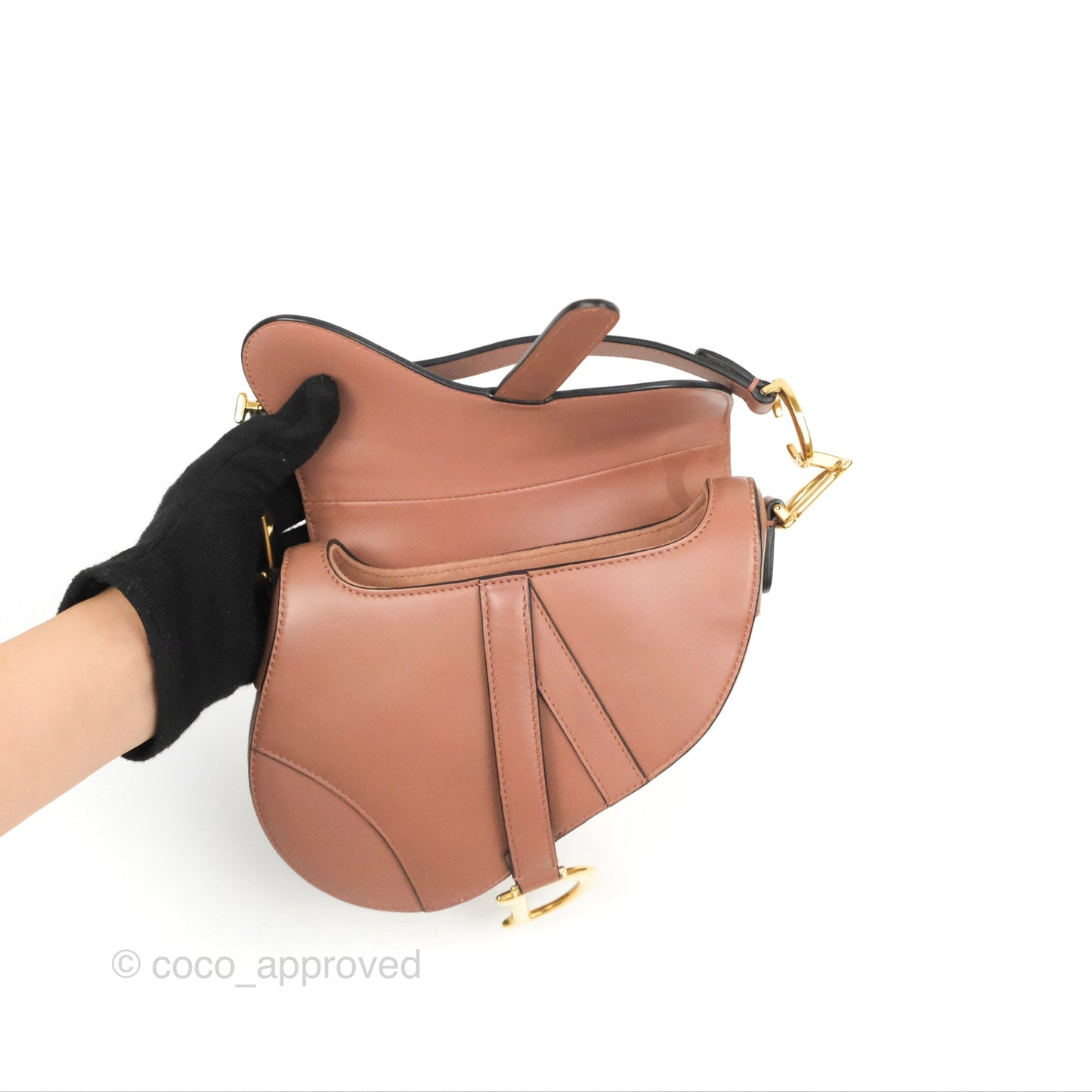Christian Dior Mini Saddle Bag Rose Taupe Grained Calfskin Gold Hardware