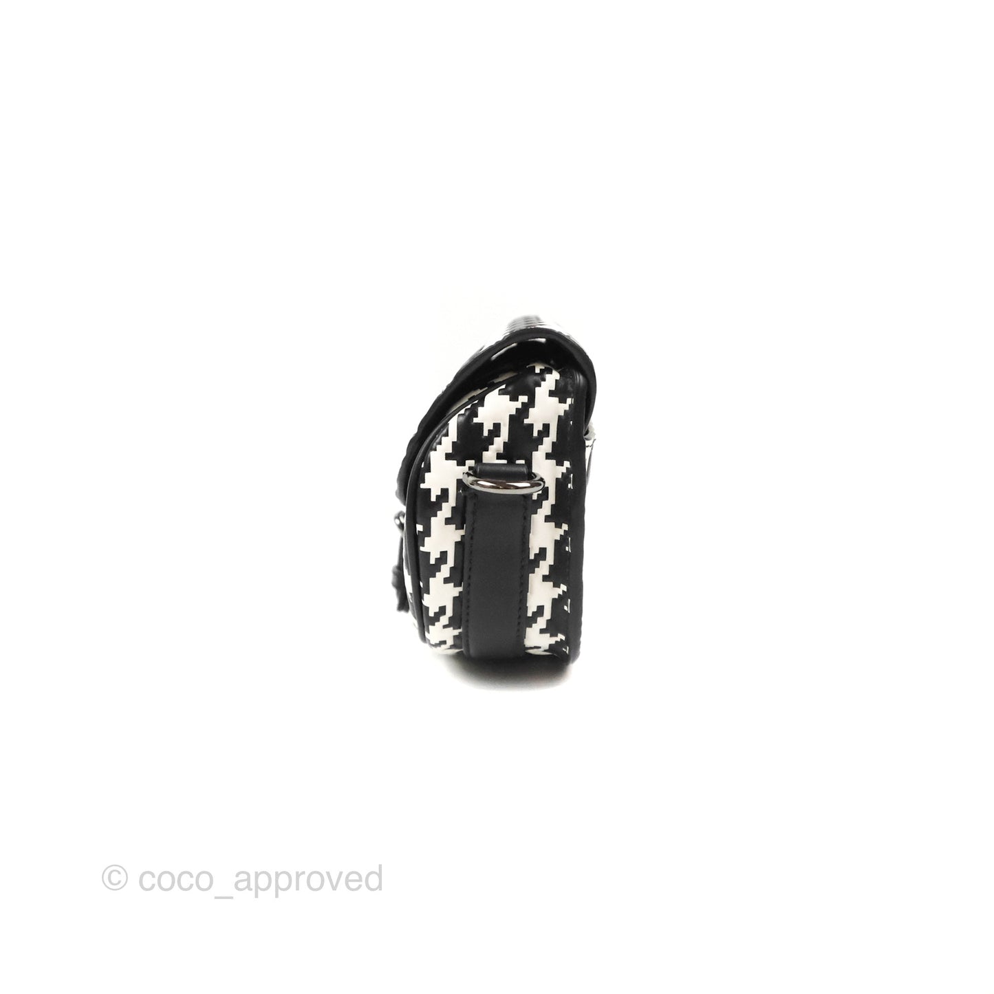 Christian Dior Bobby East-West Bag Black And White Houndstooth Embossed Calfskin