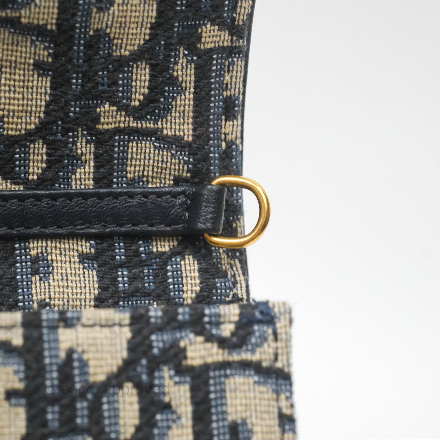Dior Vertical Saddle Phone Holder Navy Oblique Canvas