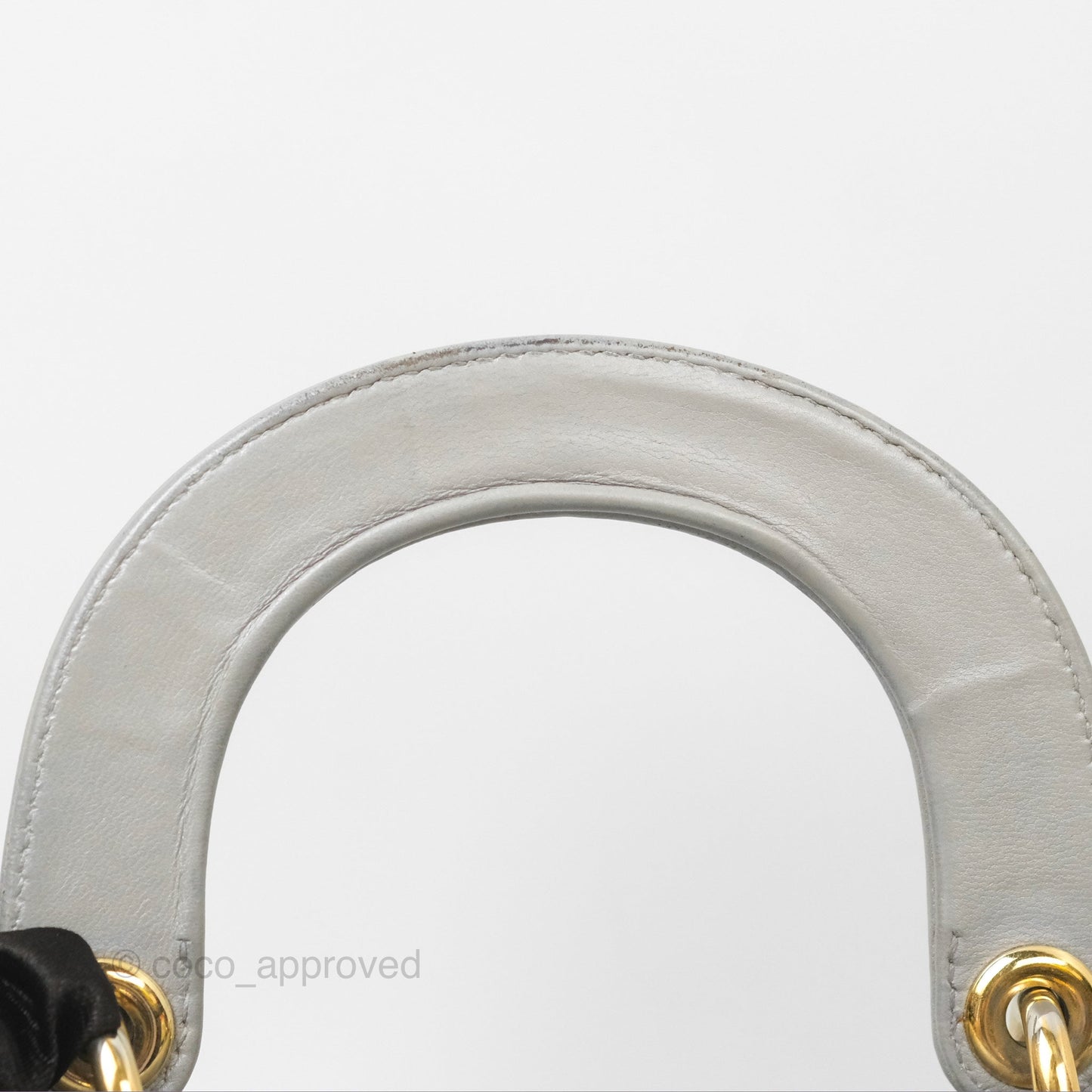 Christian Dior Mini Lady Dior Iridescent Light Grey Cannage Lambskin Gold Hardware