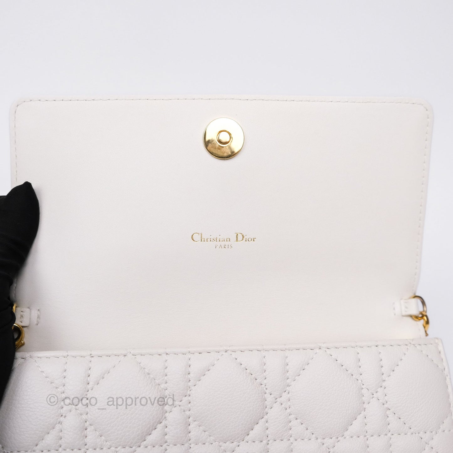 Dior Caro Pouch With Chain Latte Supple Cannage Calfskin