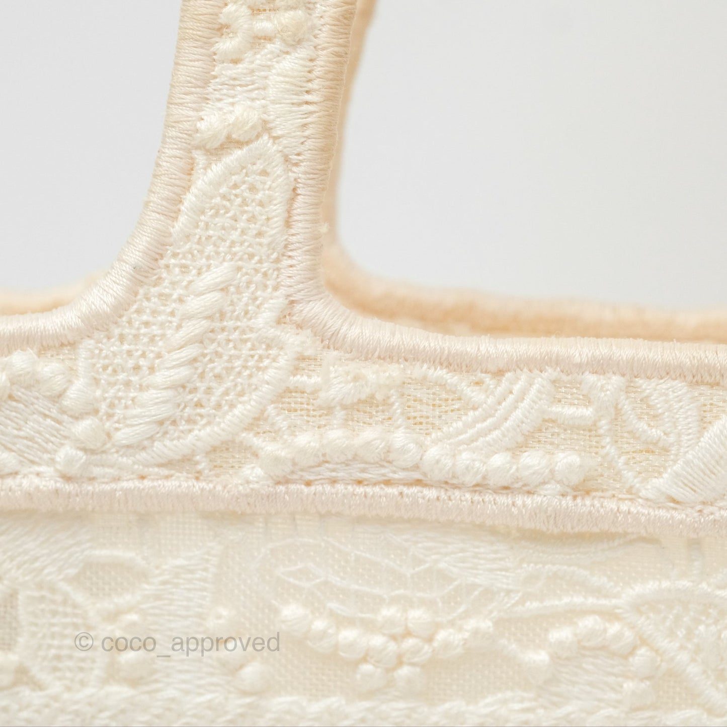 Dior Mini Book Tote Natural Macramé-Effect Embroidery