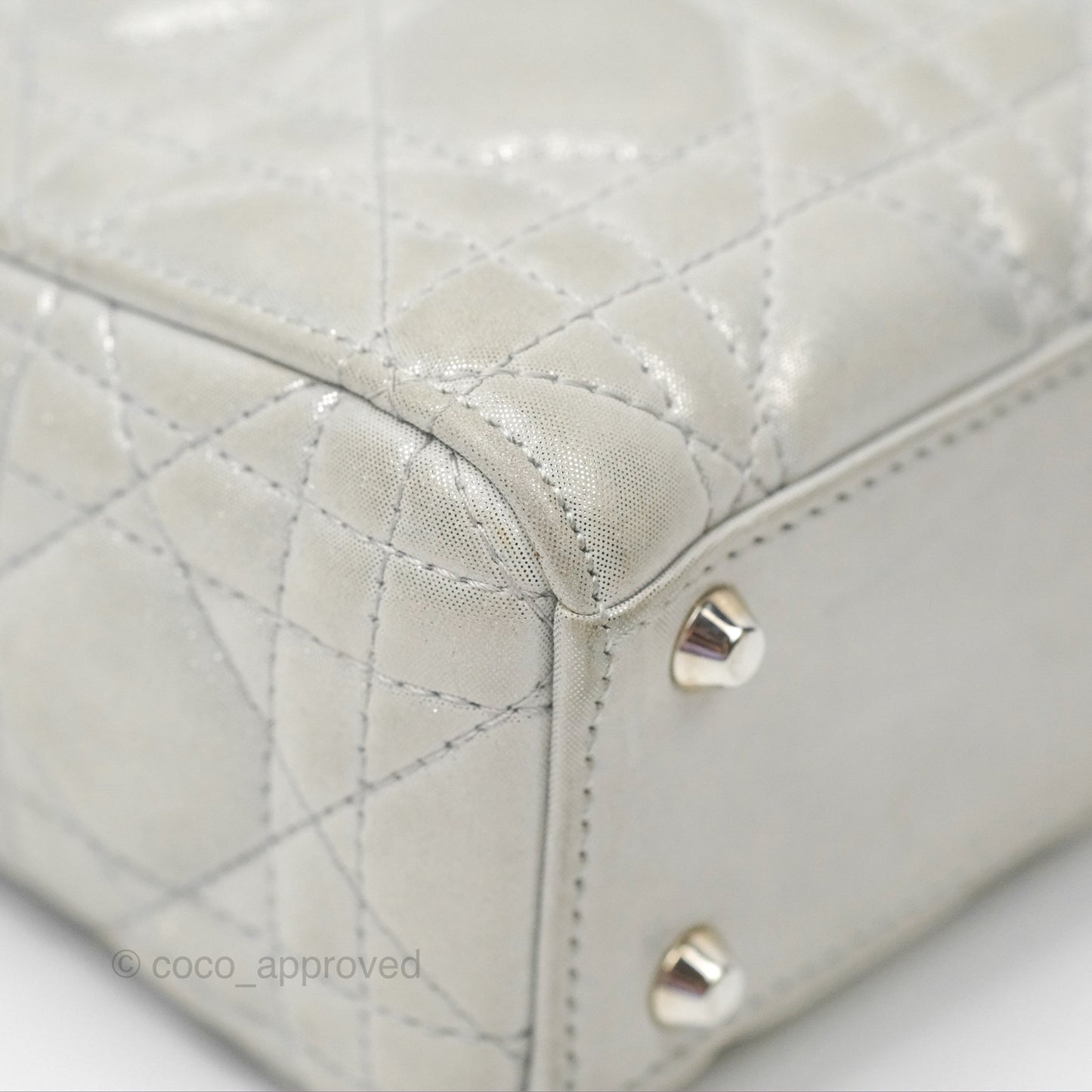 Christian Dior Mini Lady Dior Metallic Silver Nubuck Silver Hardware