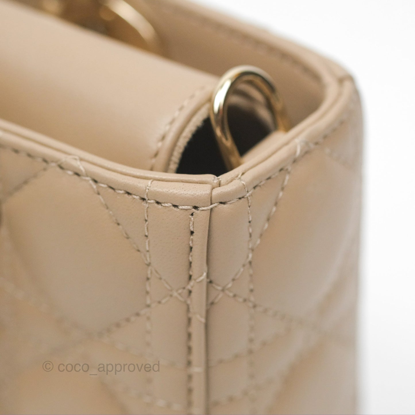 Dior Small Lady D-Joy Bag Beige Lambskin Cannage Gold Hardware