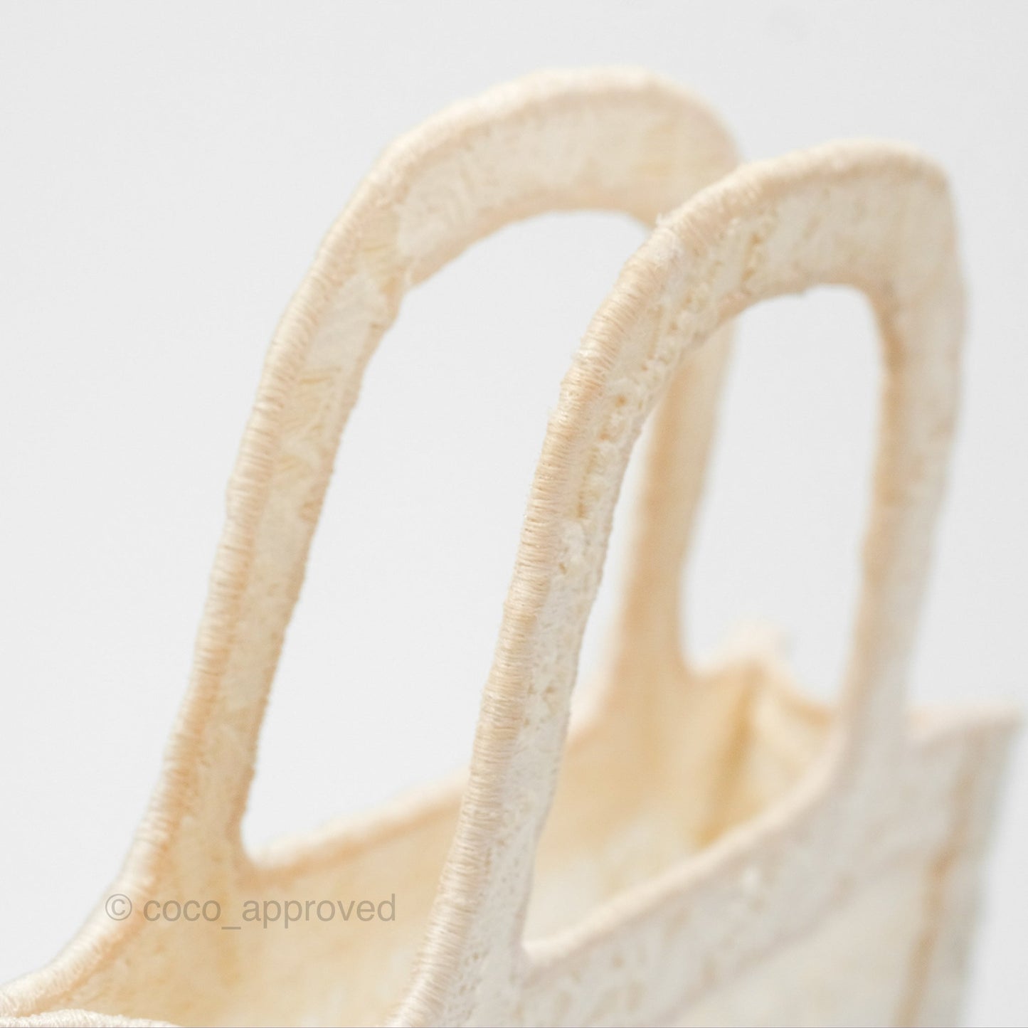 Dior Mini Book Tote Natural Macramé-Effect Embroidery