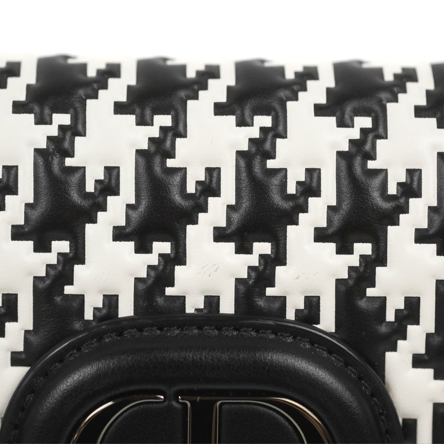 Christian Dior Bobby East-West Bag Black And White Houndstooth Embossed Calfskin