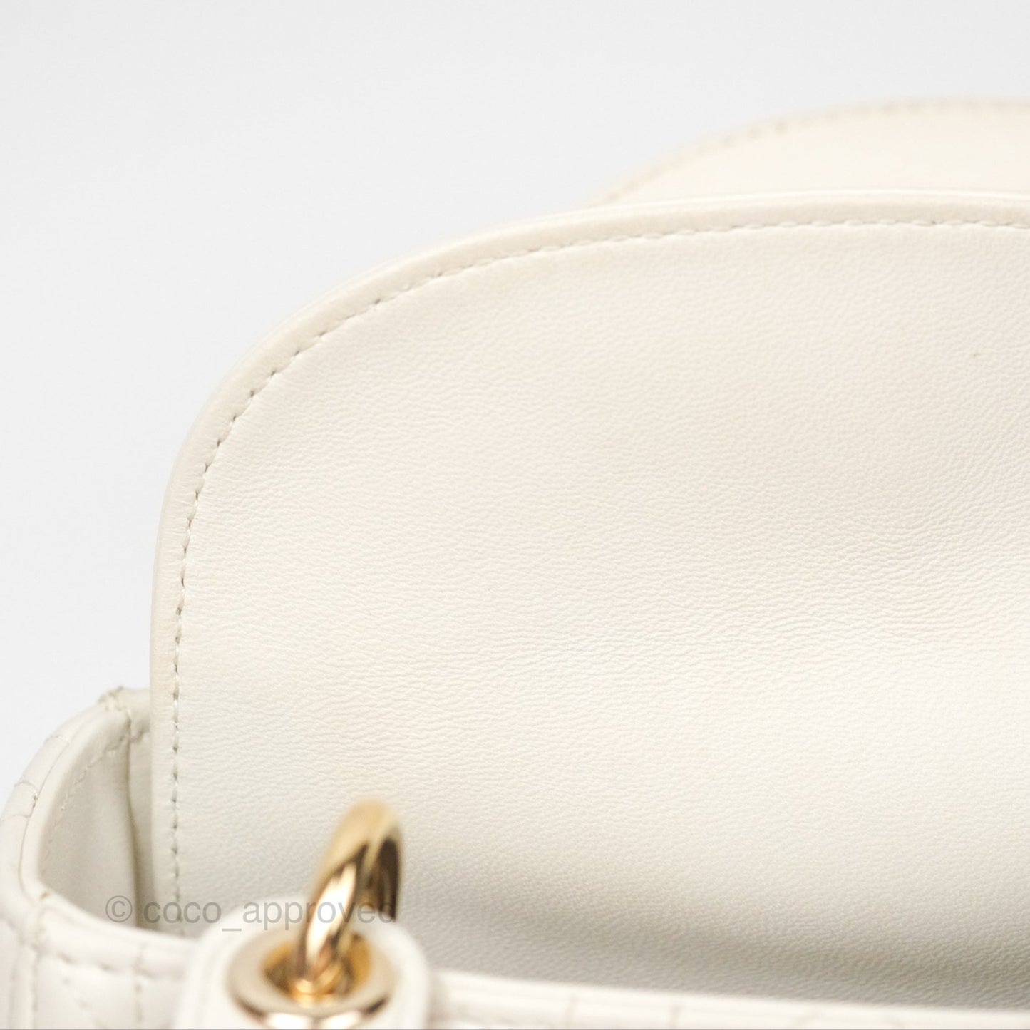 Christian Dior Cannage Mini Lady Dior White Gold Hardware