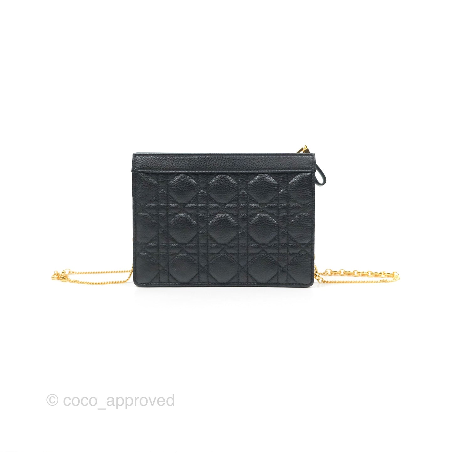 Dior Caro Zipped Pouch With Chain Black Cannage Calfskin