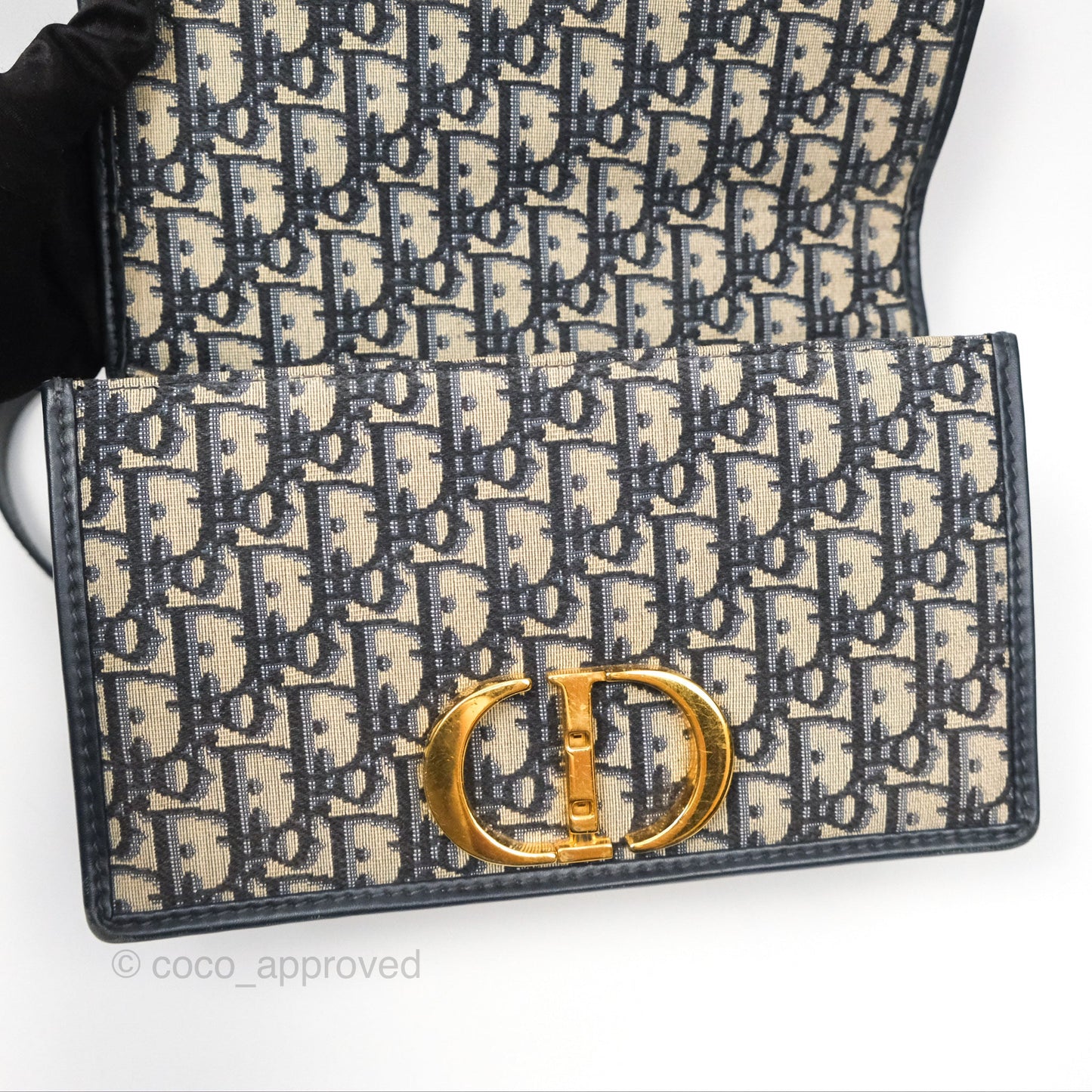 Christian Dior 30 Montaigne with Chain Blue Dior Oblique Jacquard