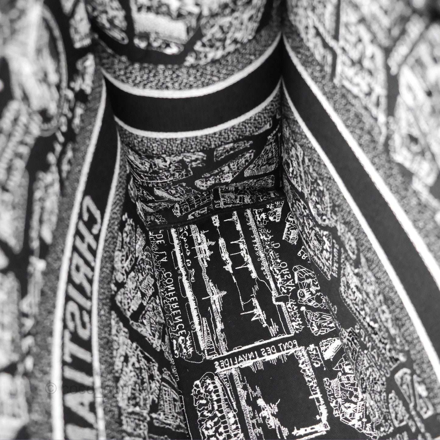 Christian Dior Large Dior Black and White Plan de Paris Embroidery Book Tote
