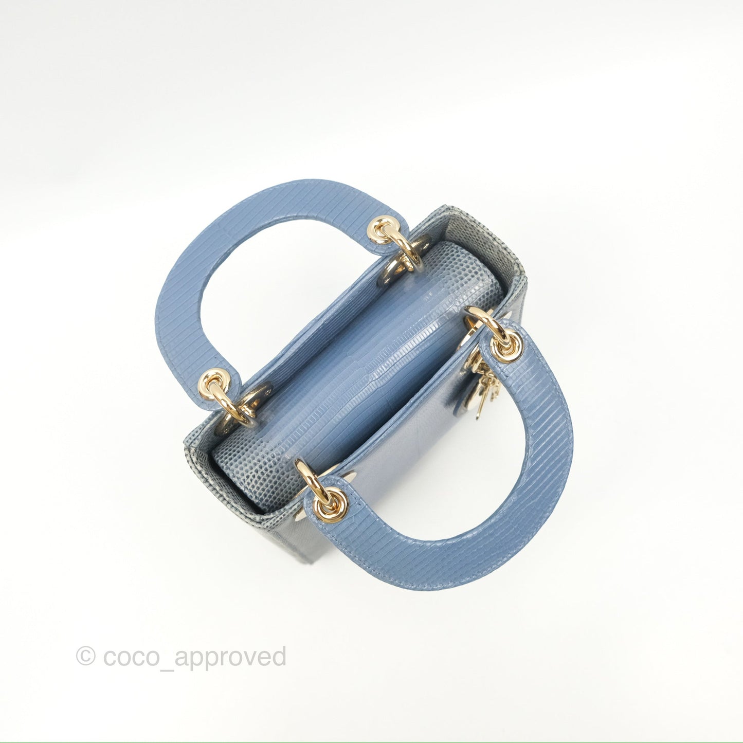 Christian Dior Mini Lady Dior Ombre Blue Lizard Gold Hardware