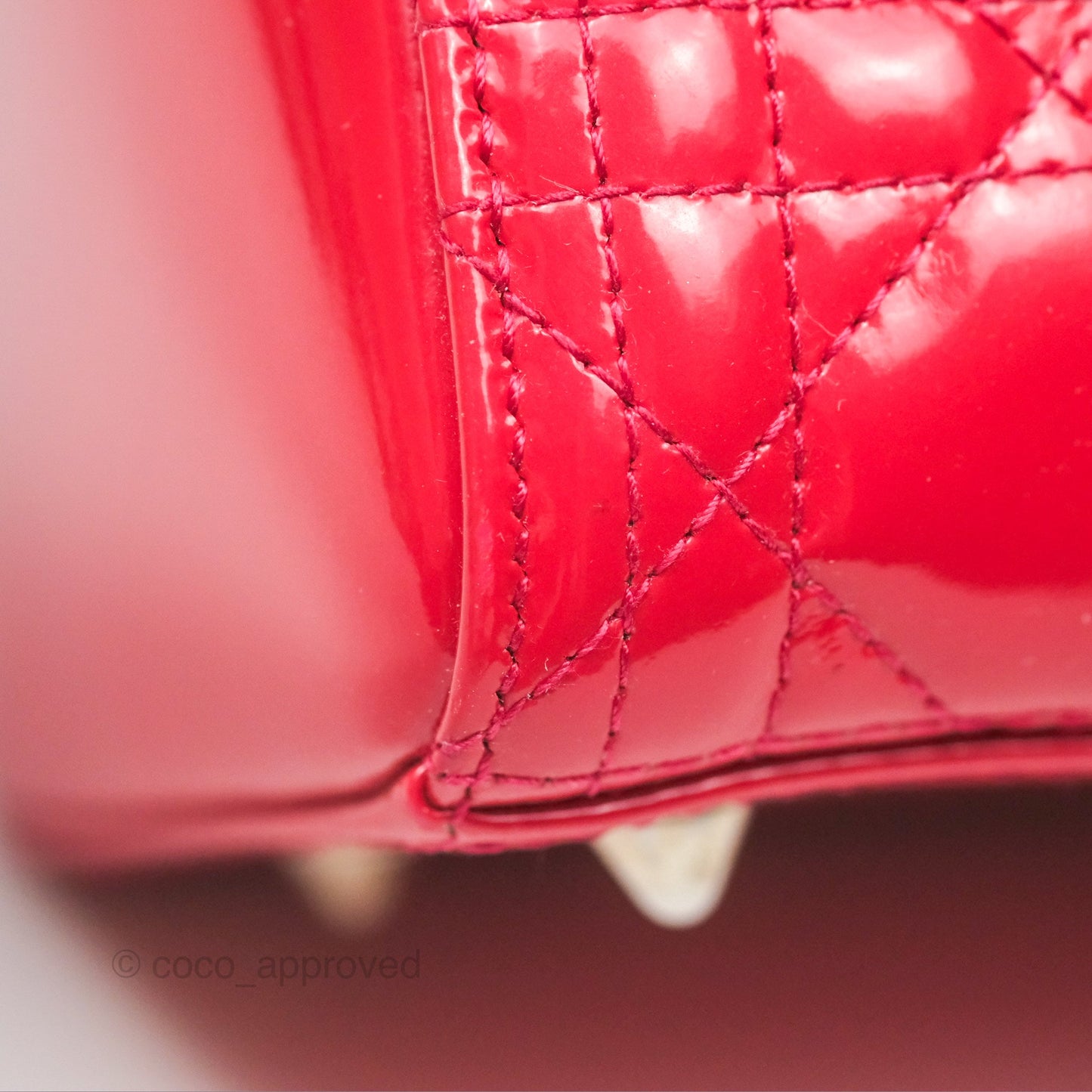 Christian Dior Medium Lady Dior Red Patent Silver Hardware