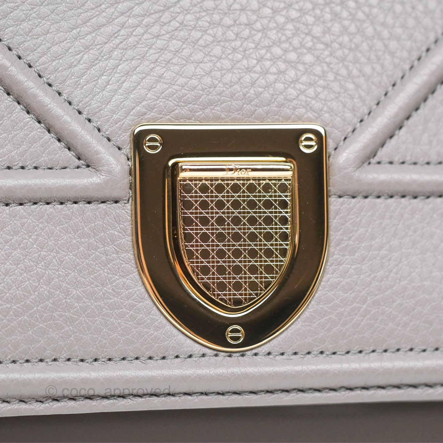 Christian Dior Medium Diorama Calfskin Flap Bag Grey Gold Hardware