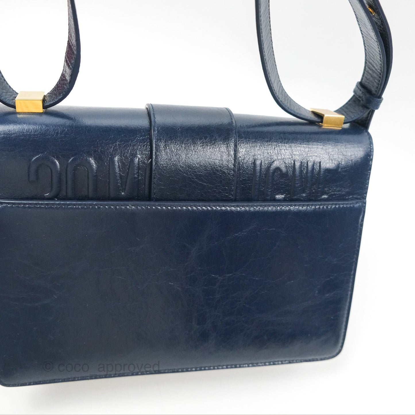 Dior 30 Montaigne Bag Navy Shiny Crinkled Lambskin