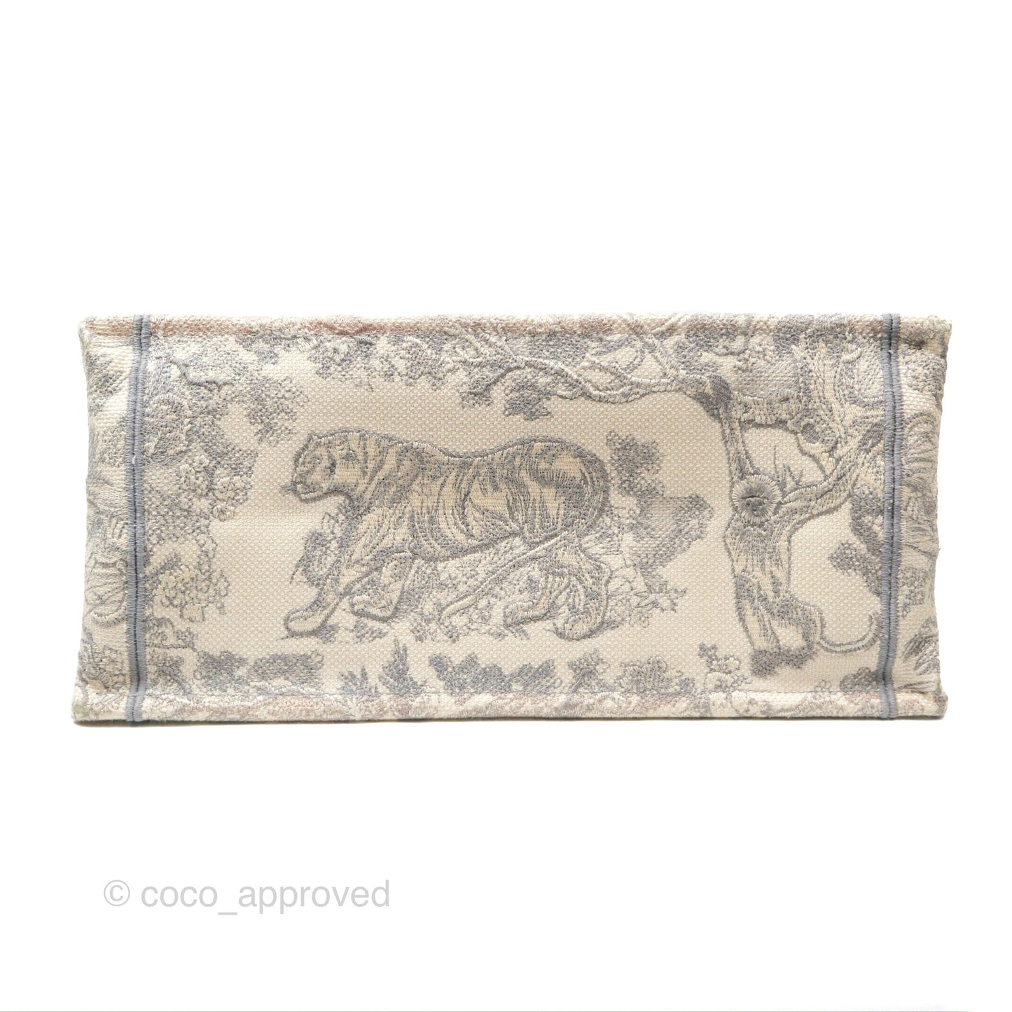 Christian Dior Medium (Old Small) Book Tote Embroidered Toile De Jouy Light Grey Canvas