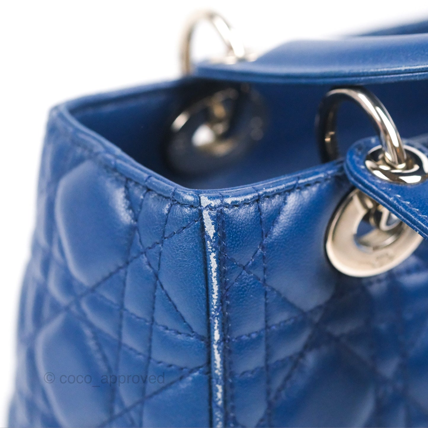 Christian Dior Medium Lady Dior Cannage Dark Blue Lambskin Silver Hardware