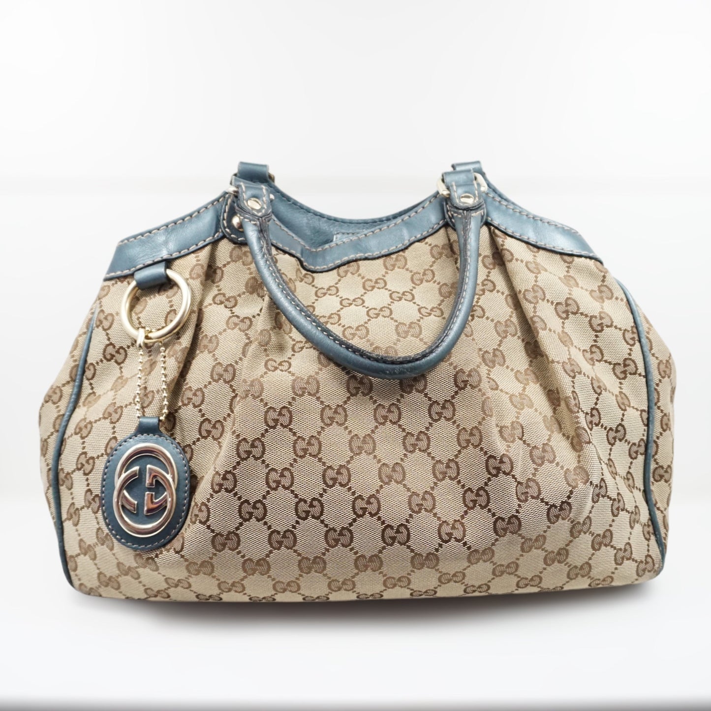 Gucci Skuldertaske Blå Læder