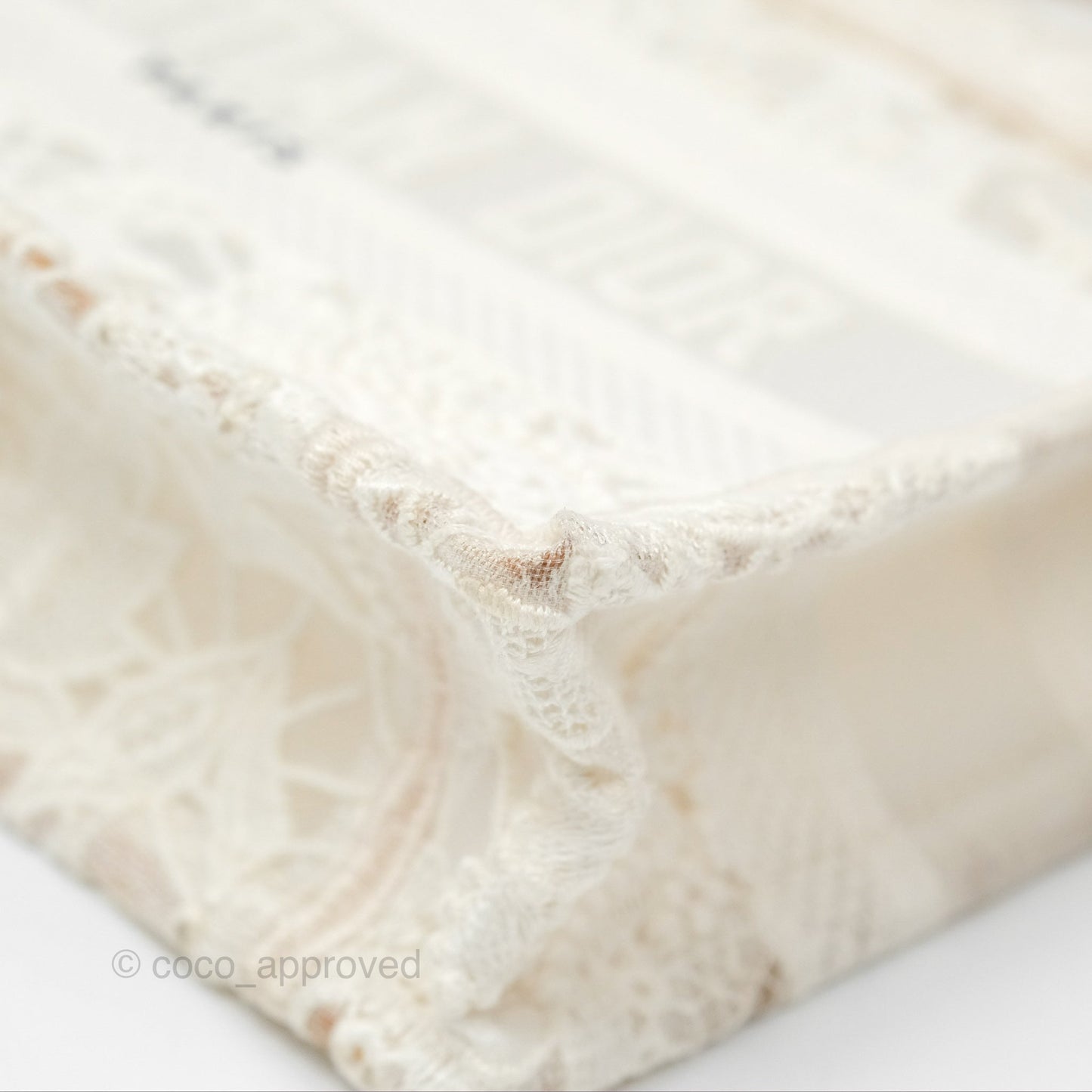 Dior Mini Book Tote Natural Macramé-Effect Embroidery