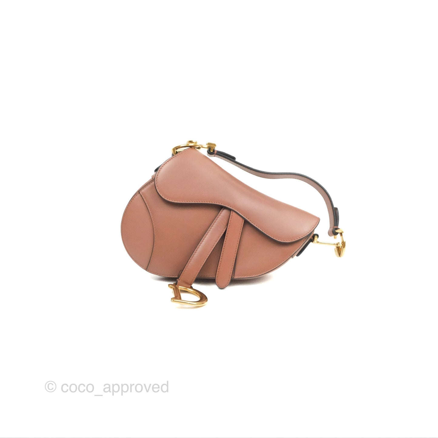 Christian Dior Mini Saddle Bag Rose Taupe Grained Calfskin Gold Hardware