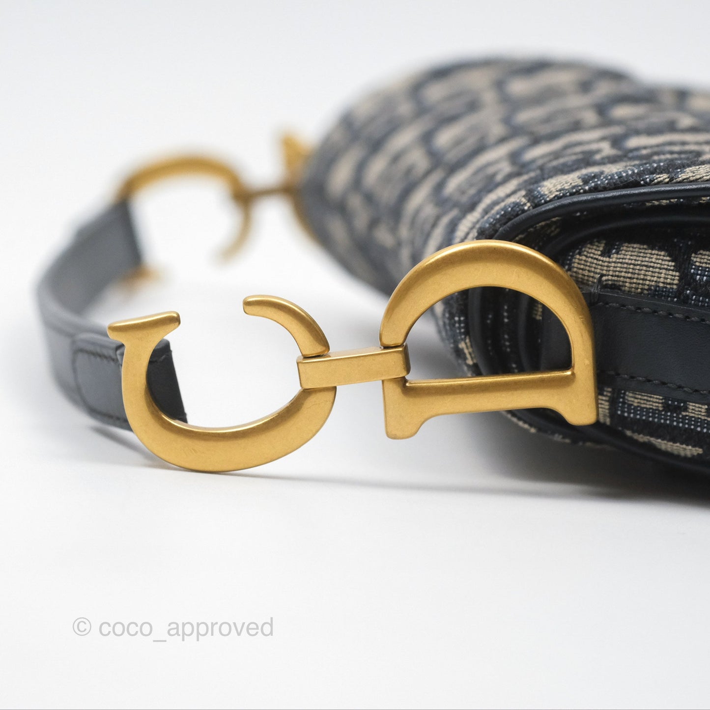 Christian Dior Mini Saddle Bag Blue Oblique Jacquard Gold Hardware