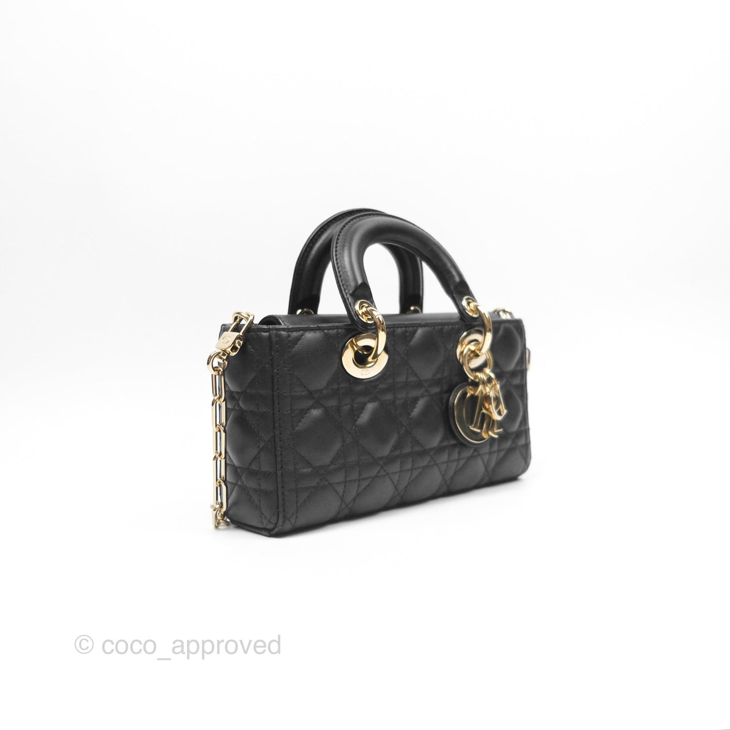 Dior Small Lady D-Joy Bag Black Lambskin Cannage Gold Hardware