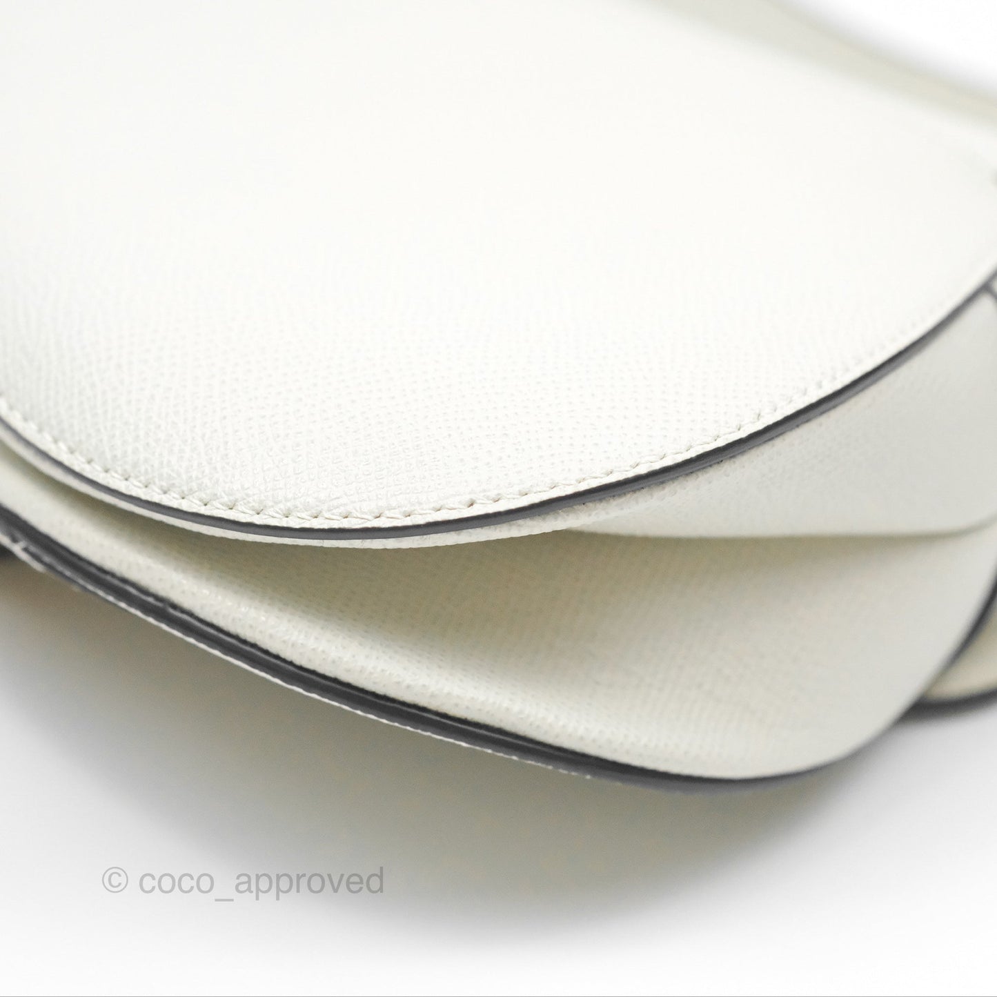 Christian Dior Saddle Bag White Grained Calfskin Gold Hardware
