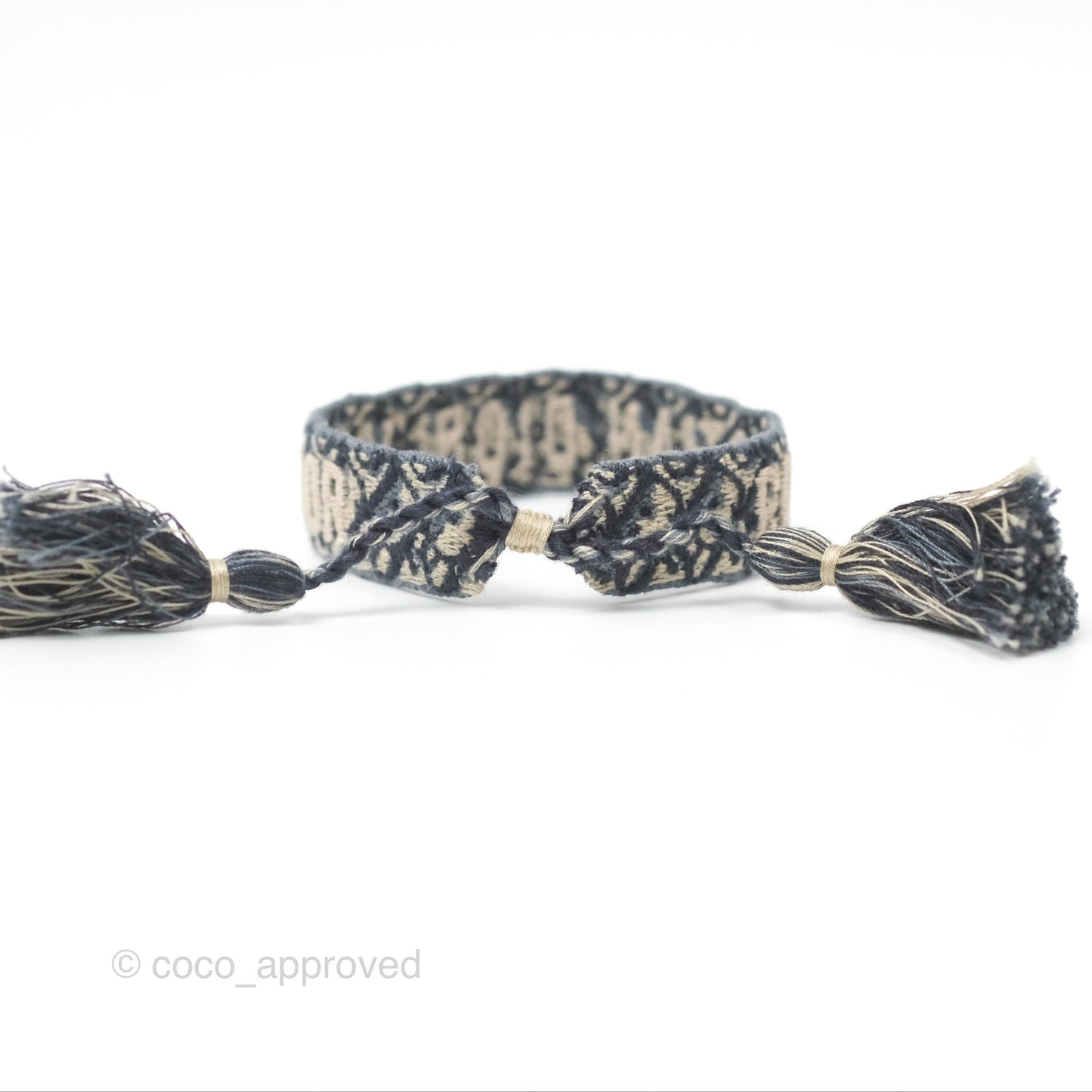 Christian Dior Bracelet Set Navy Blue Dior Oblique Embroidery
