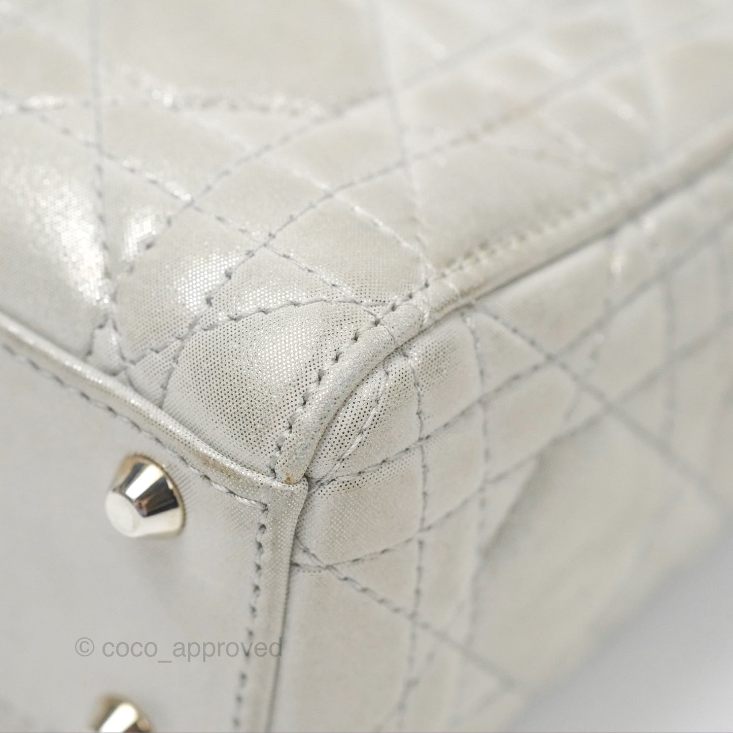 Christian Dior Mini Lady Dior Metallic Silver Nubuck Silver Hardware