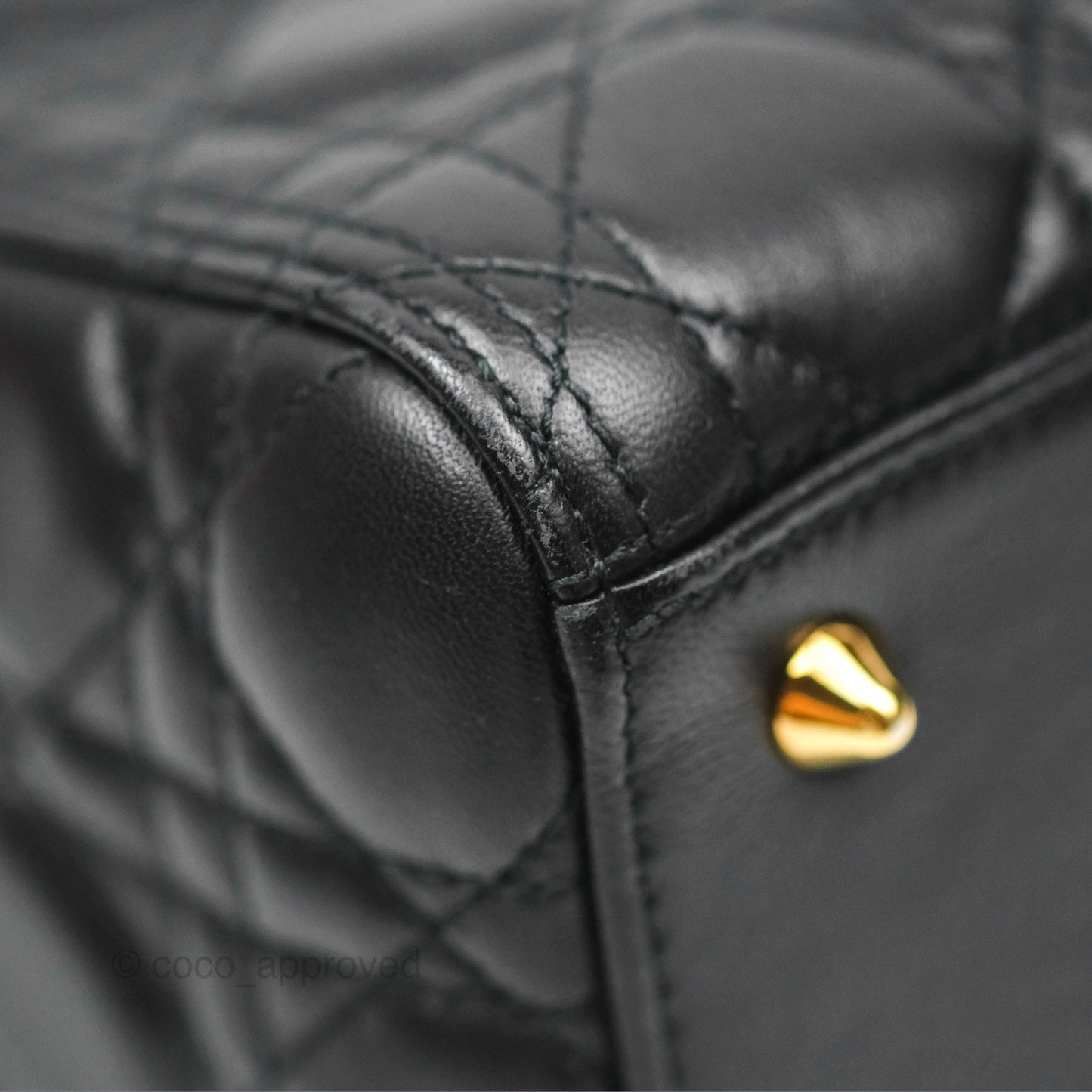 Christian Dior Medium Lady Dior Black Lambskin Gold Hardware