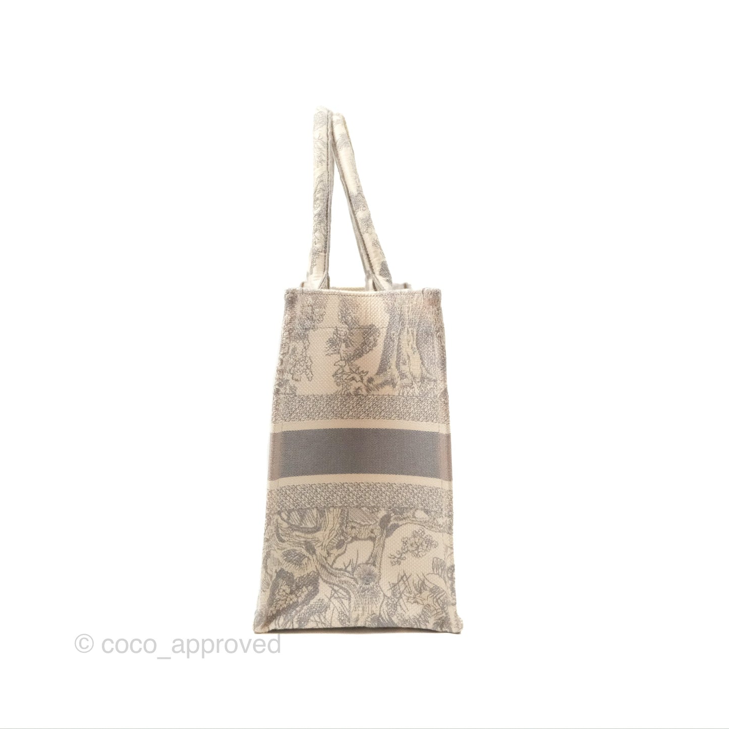 Dior Medium (Old Small) Embroidered Toile De Jouy Book Tote Light Grey Canvas