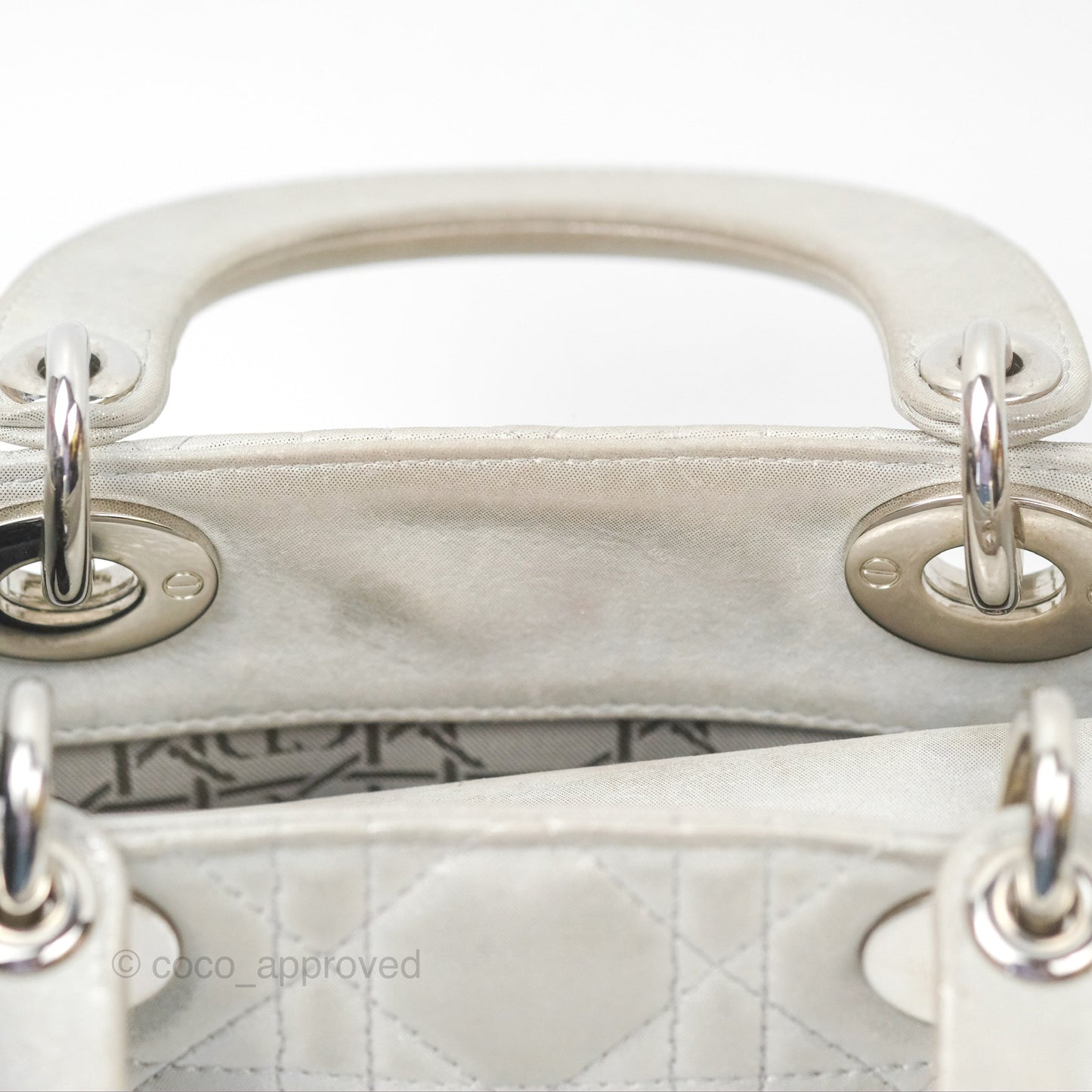 Christian Dior Mini Lady Dior Metallic Silver Nubuck Silver Hardware
