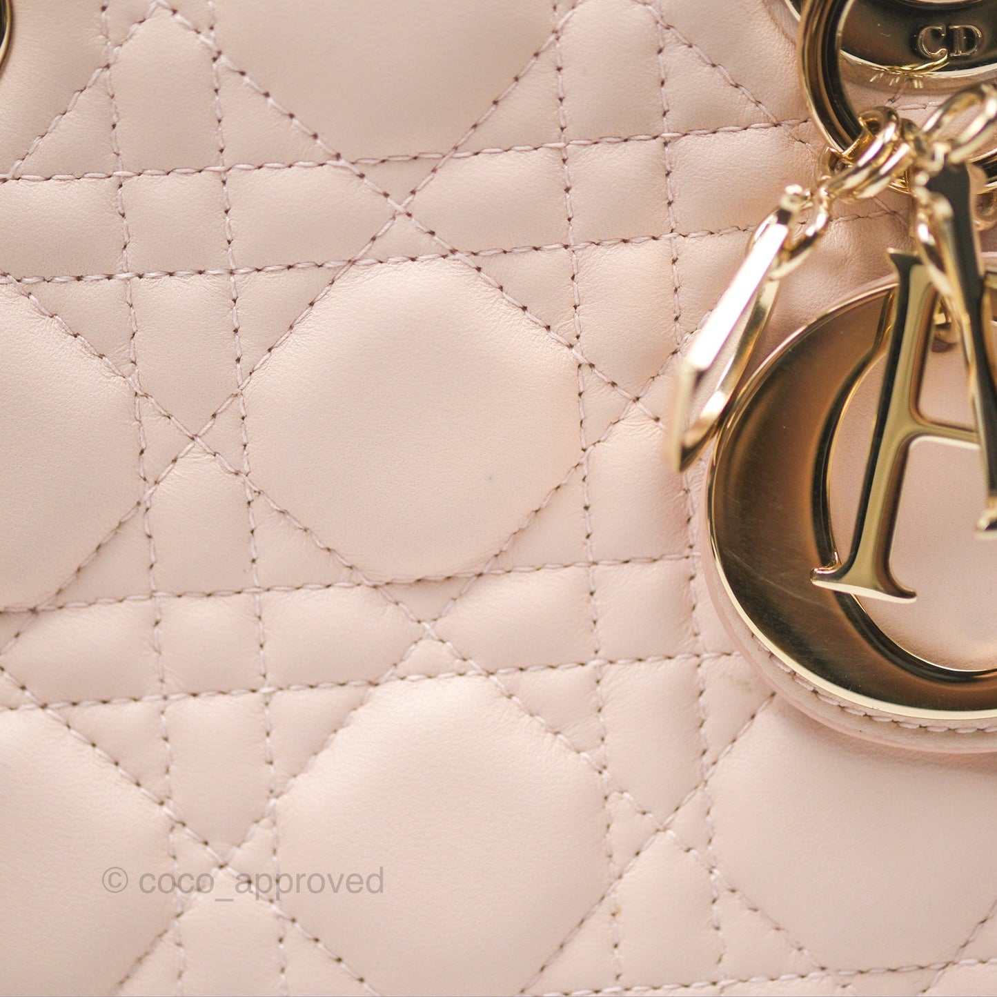 Christian Dior My ABCDior Lady Dior Pale Pink Cannage Lambskin Gold Hardware