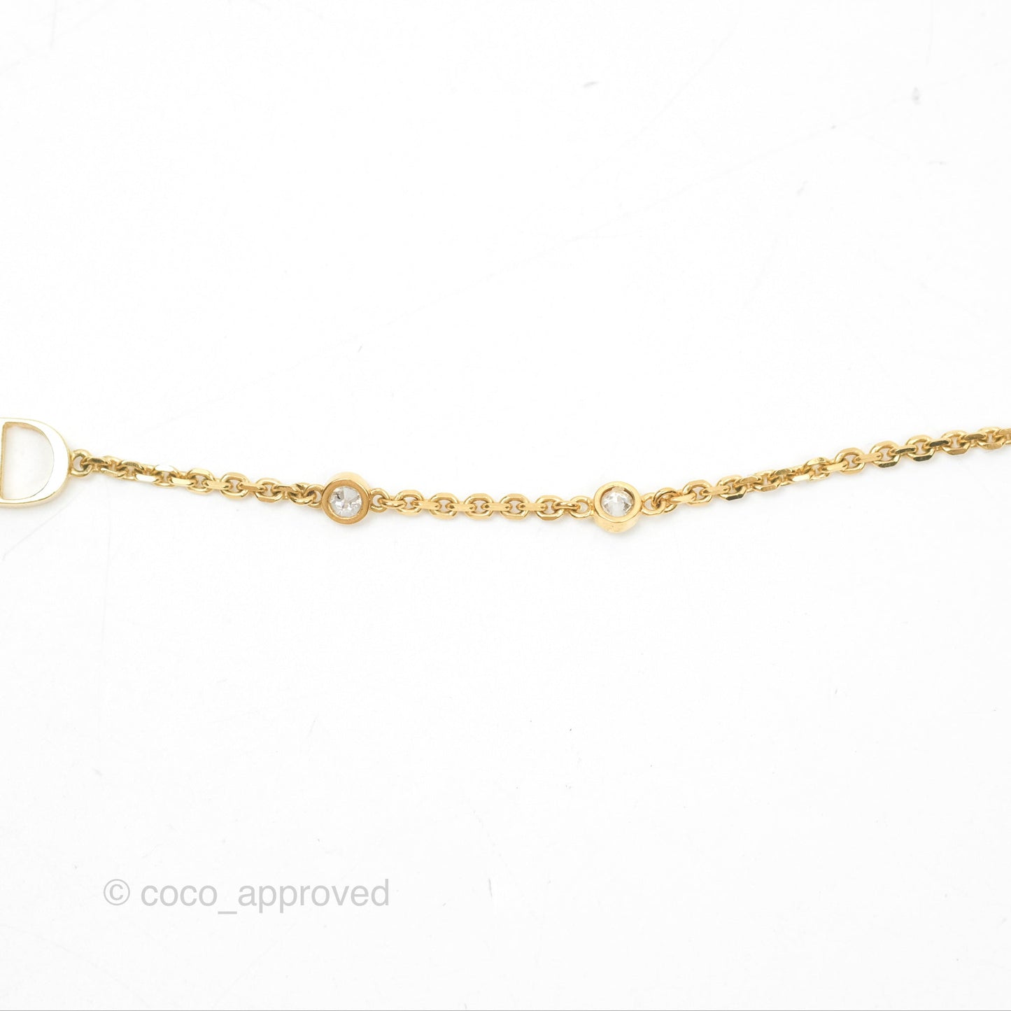 Christian Dior Petit CD Double Necklace Crystals Gold Tone