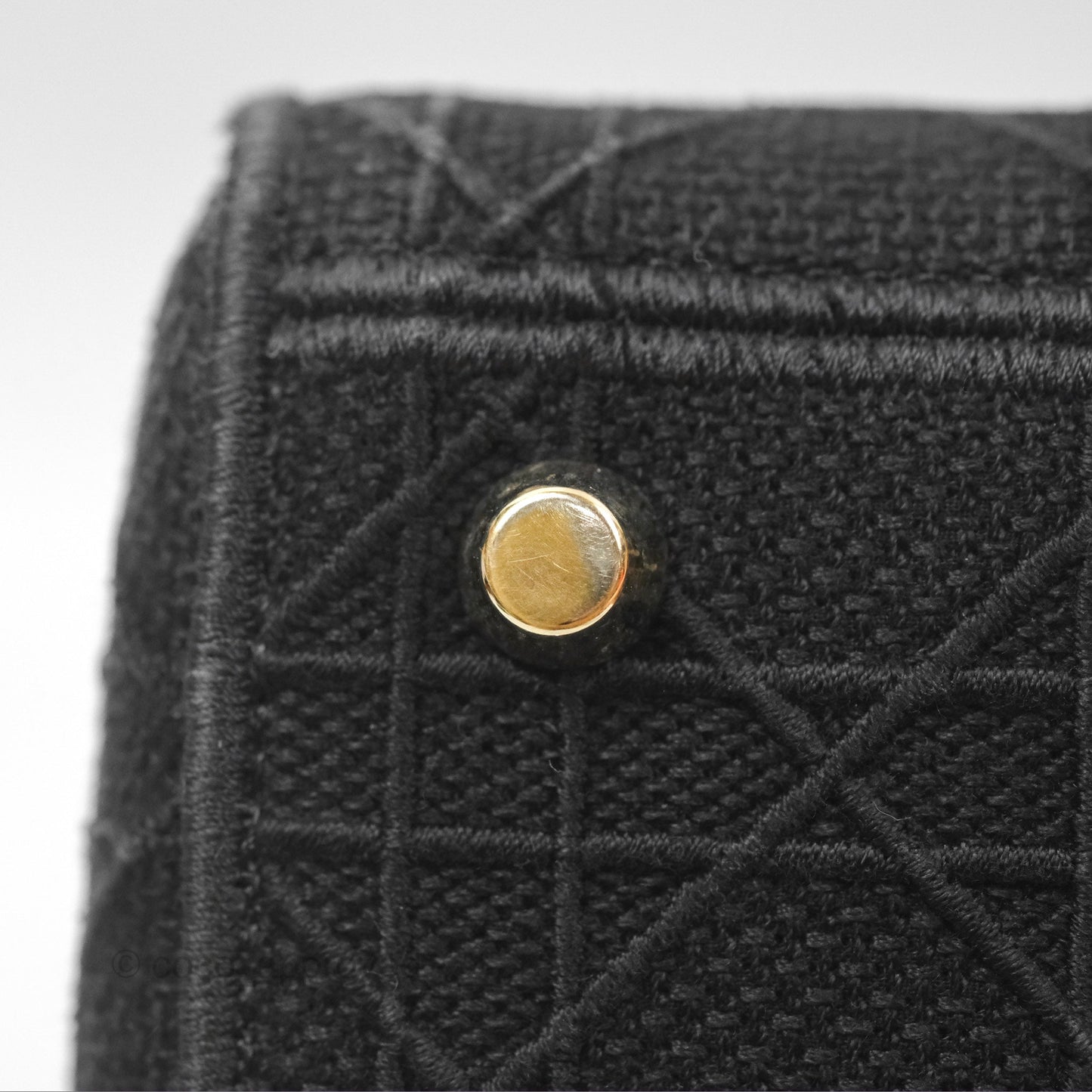 Christian Dior Medium Lady D-Lite Bag Black Cannage Embroidery Gold Hardware