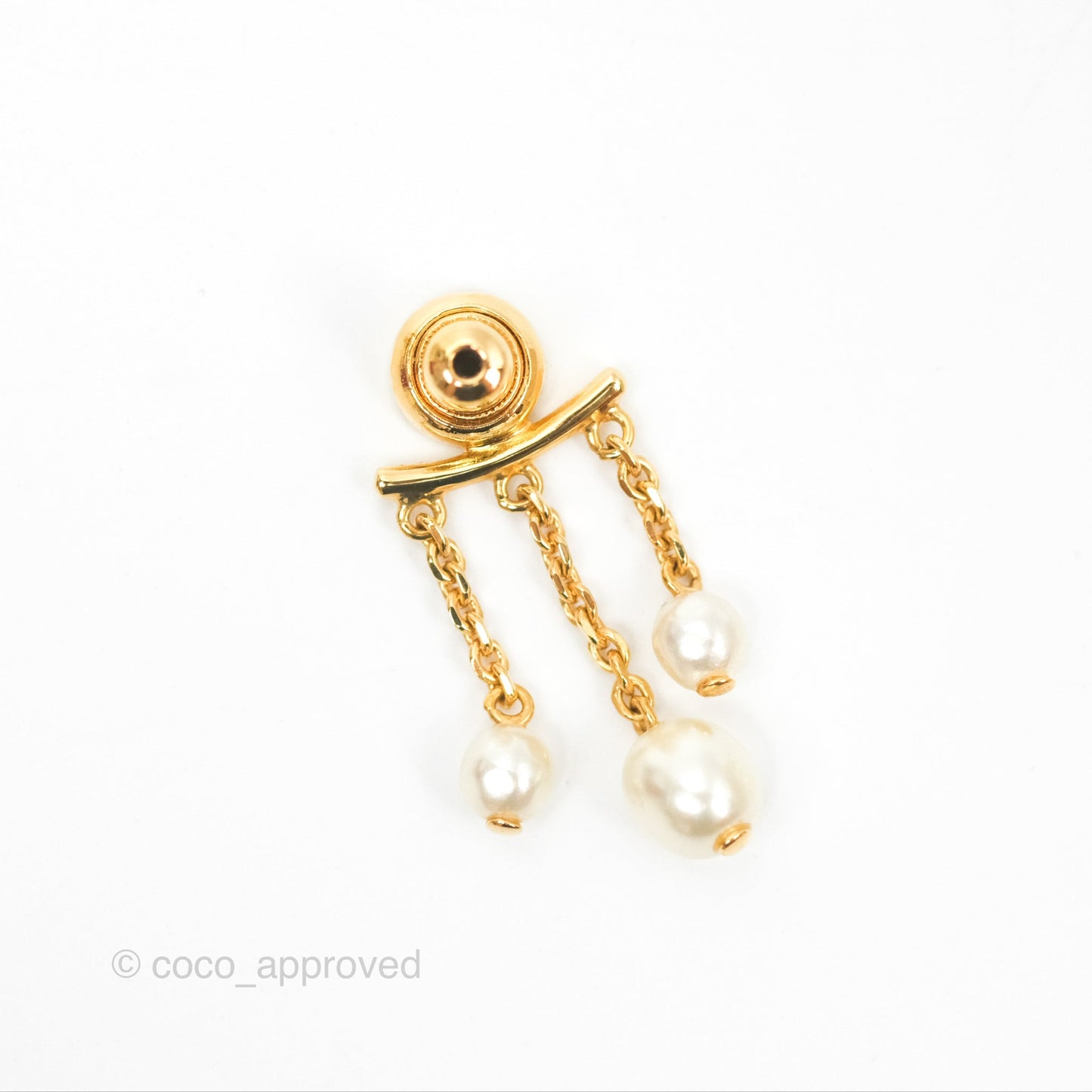 Christian Dior Crystal Pearl Drop Earrings Gold Tone