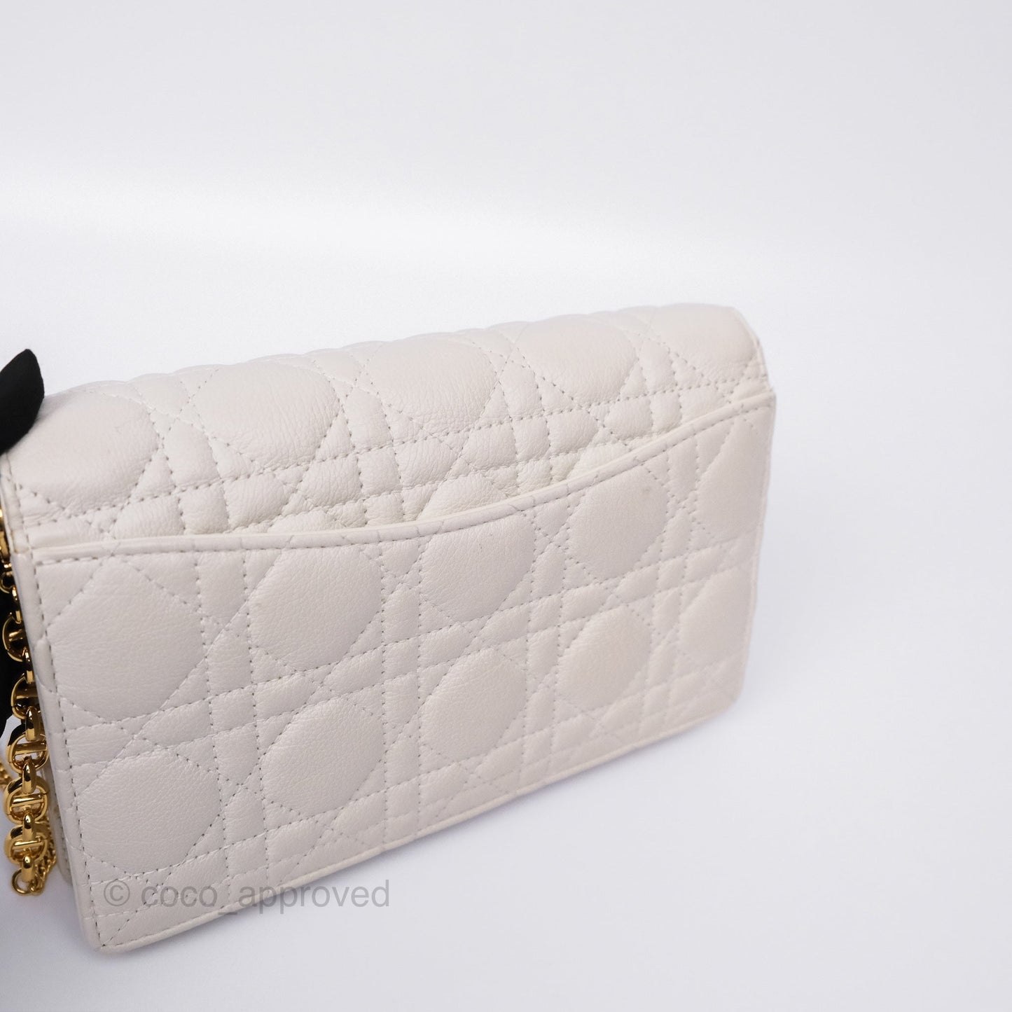 Dior Caro Pouch With Chain Latte Supple Cannage Calfskin