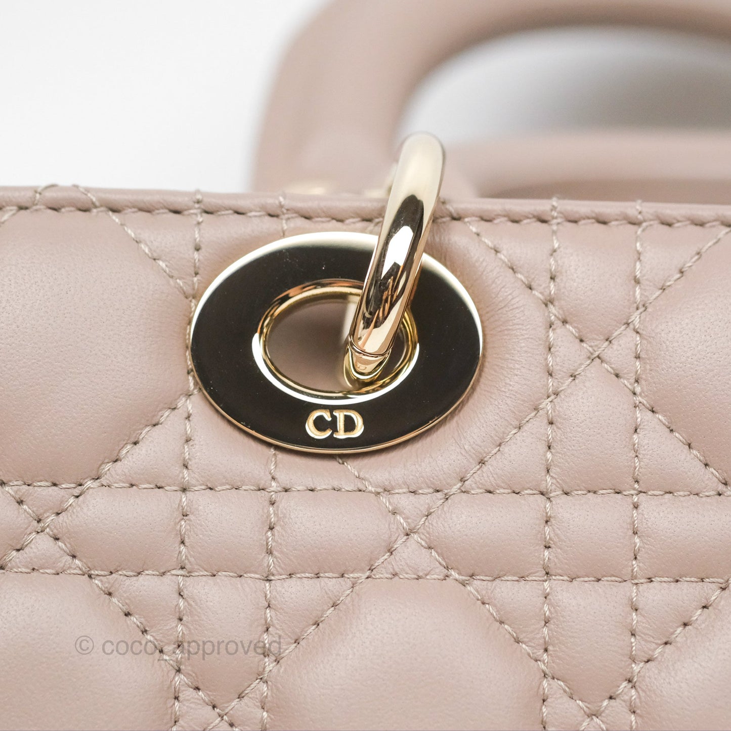 Christian Dior Medium Lady D-Joy Bag Warm Taupe Lambskin Gold Hardware