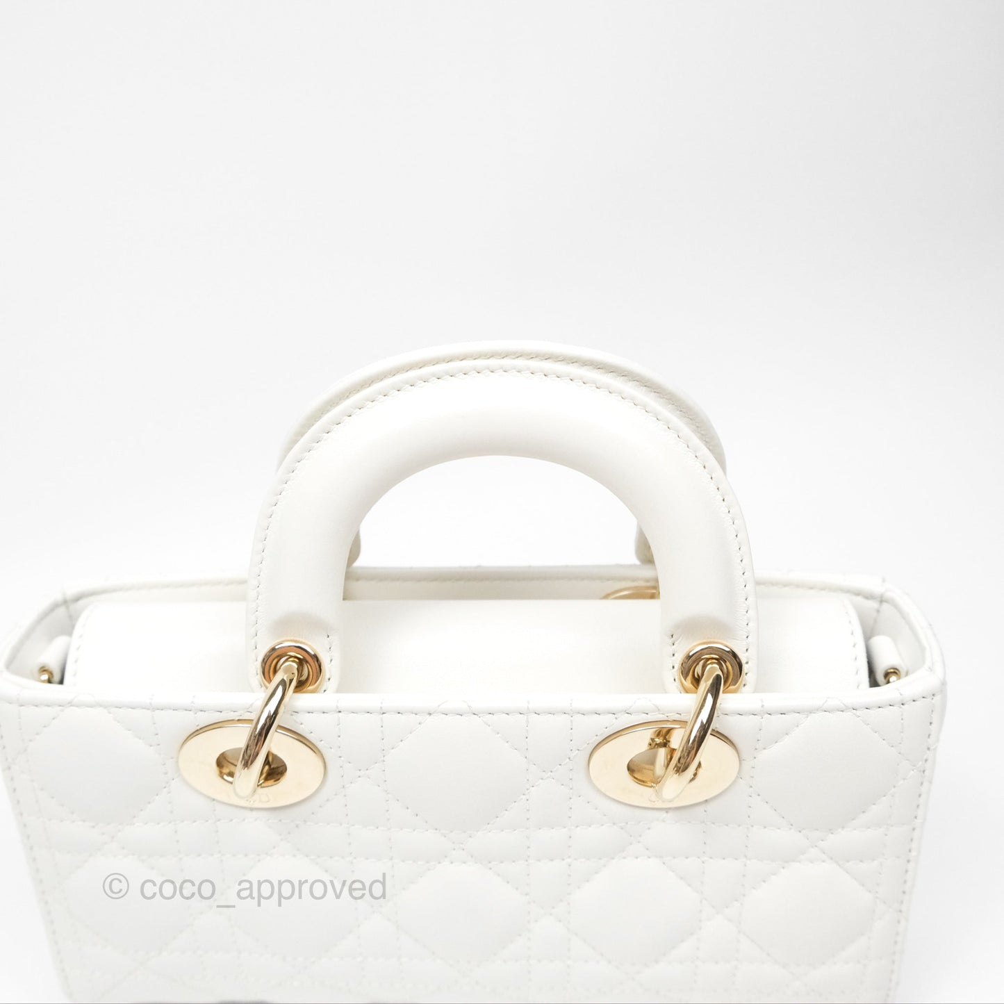 Christian Dior Small Lady D-Joy Bag Latte Lambskin Cannage Gold Hardware