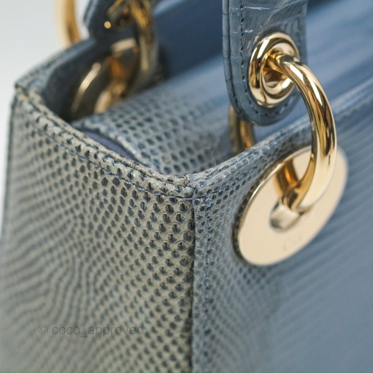 Christian Dior Mini Lady Dior Ombre Blue Lizard Gold Hardware