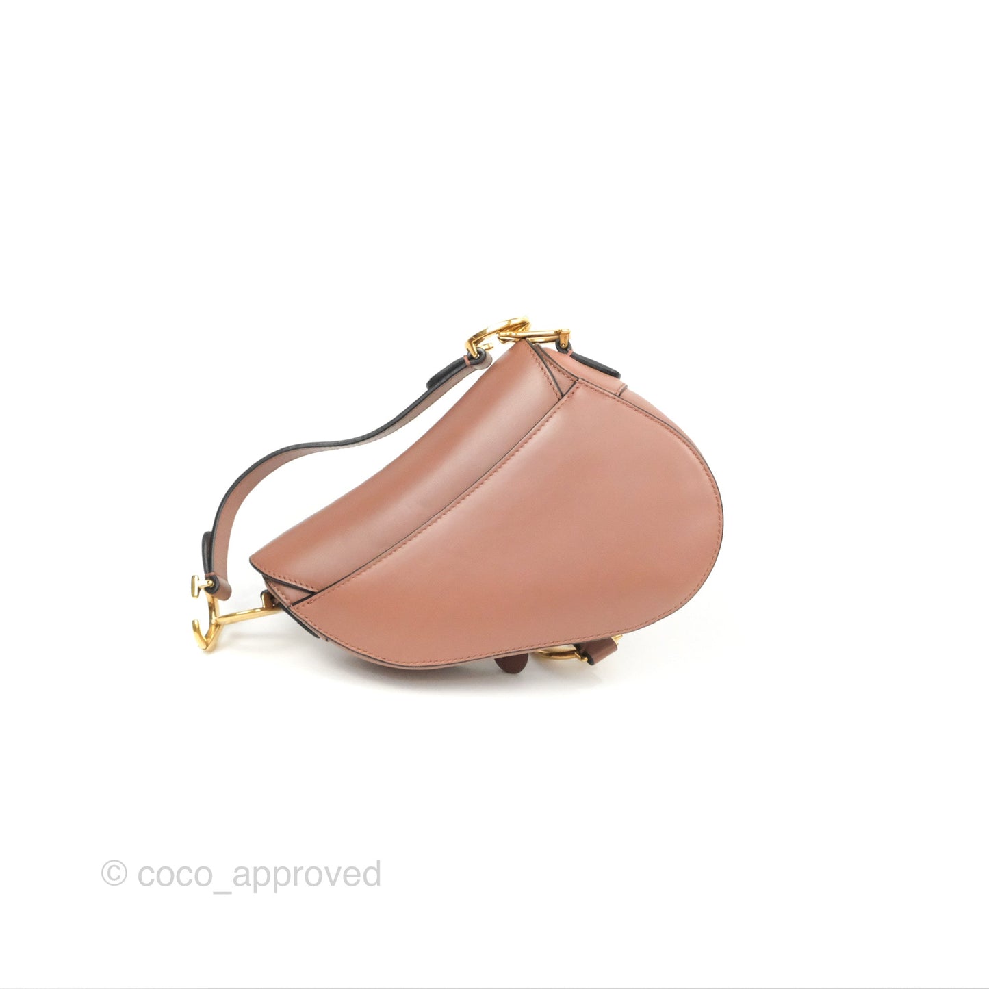 Christian Dior Mini Saddle Bag Rose Taupe Grained Calfskin Gold Hardware