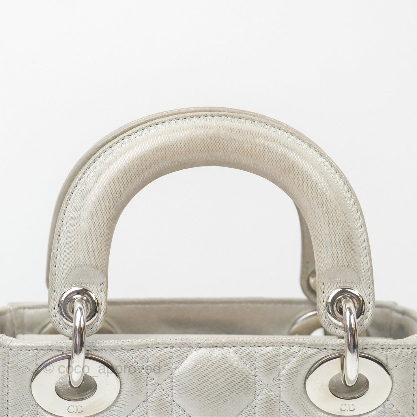 Christian Dior Mini Lady Dior Metallic Silver Nubuck Silver Hardware