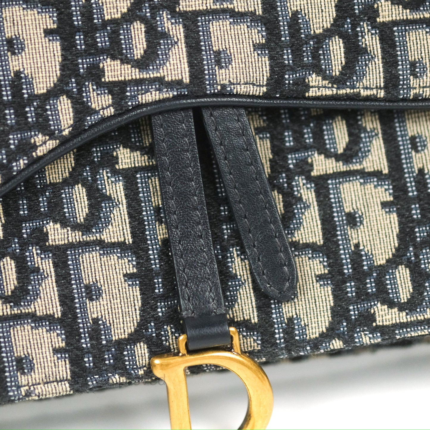 Christian Dior Saddle Chain Pouch Navy Oblique Jacquard