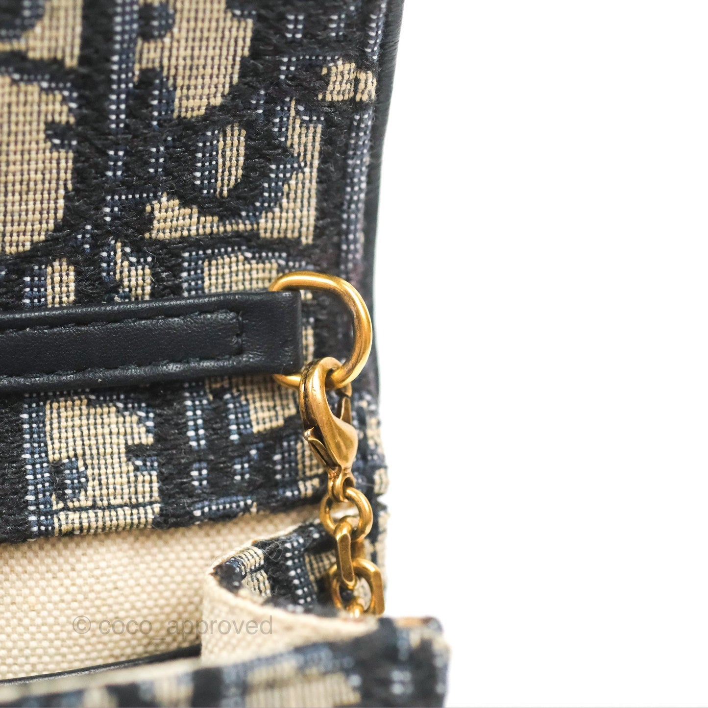 Christian Dior Saddle Chain Pouch Navy Oblique Jacquard