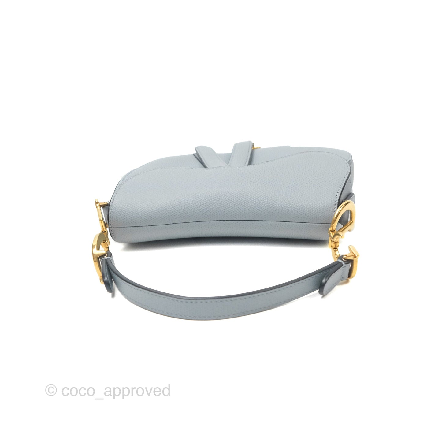 Christian Dior Mini Saddle Bag Cloud Blue Grained Calfskin Gold Hardware