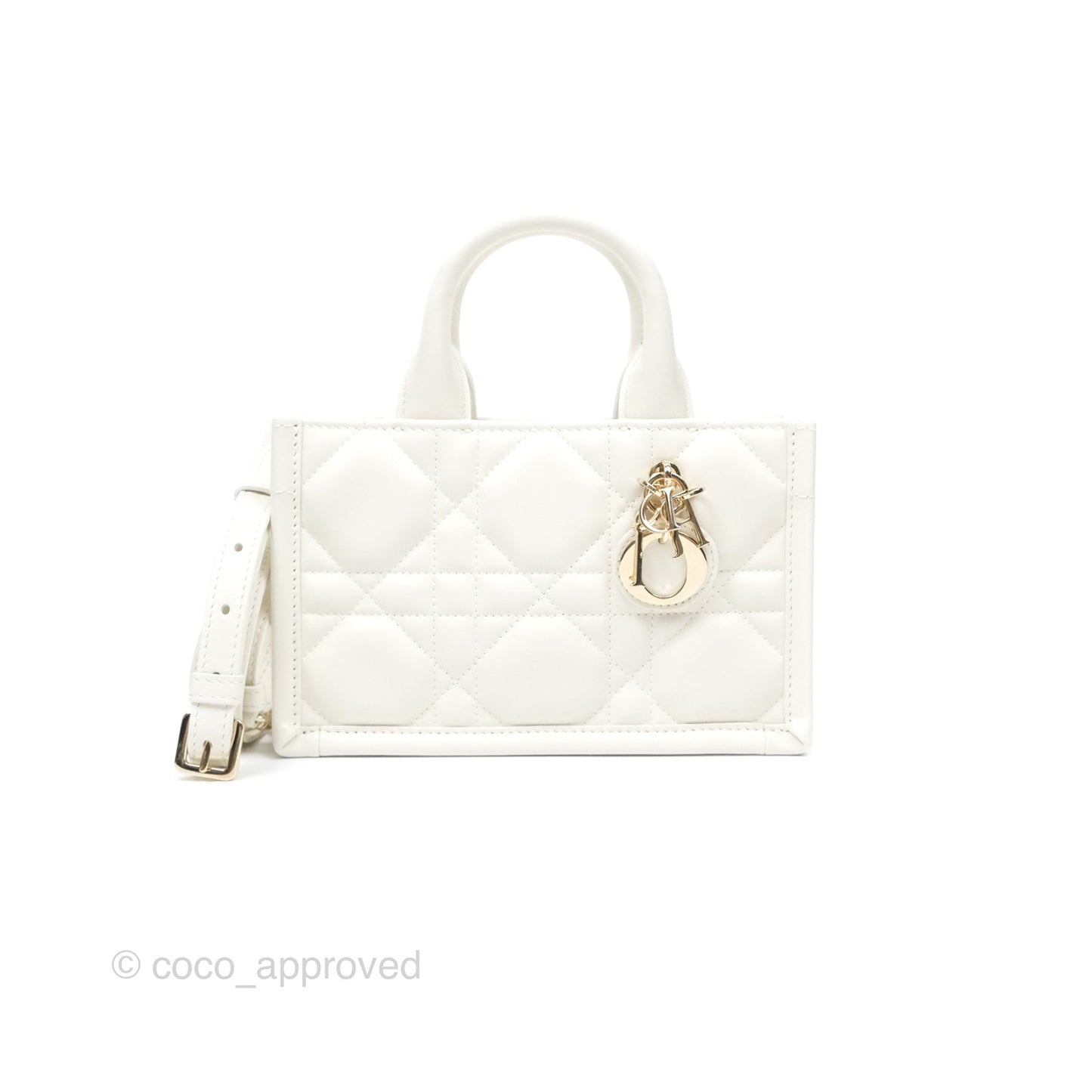 Christian Dior Mini Dior Book Tote Latte Macrocannage Calfskin Gold Hardware